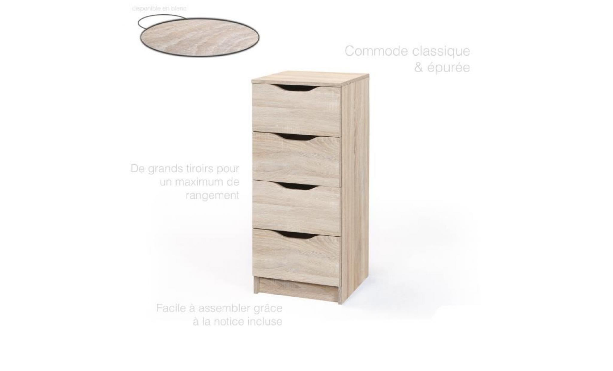 commode 4 tiroirs, commode chambre chene, commode enfant, commode haute, chene sonoma, commode pas cher, commode chambre adulte