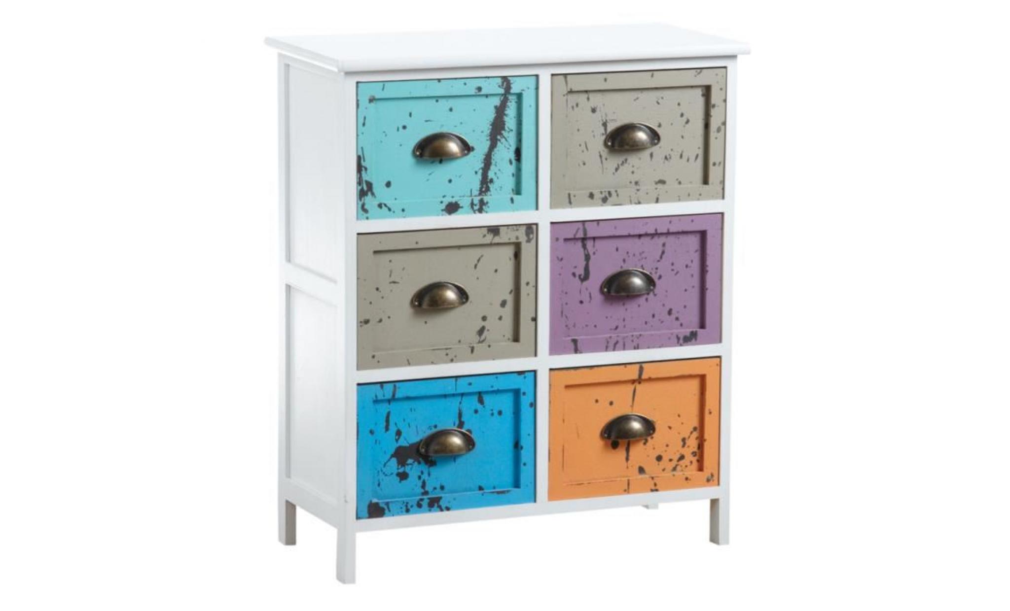 commode 6 tiroirs multicolores