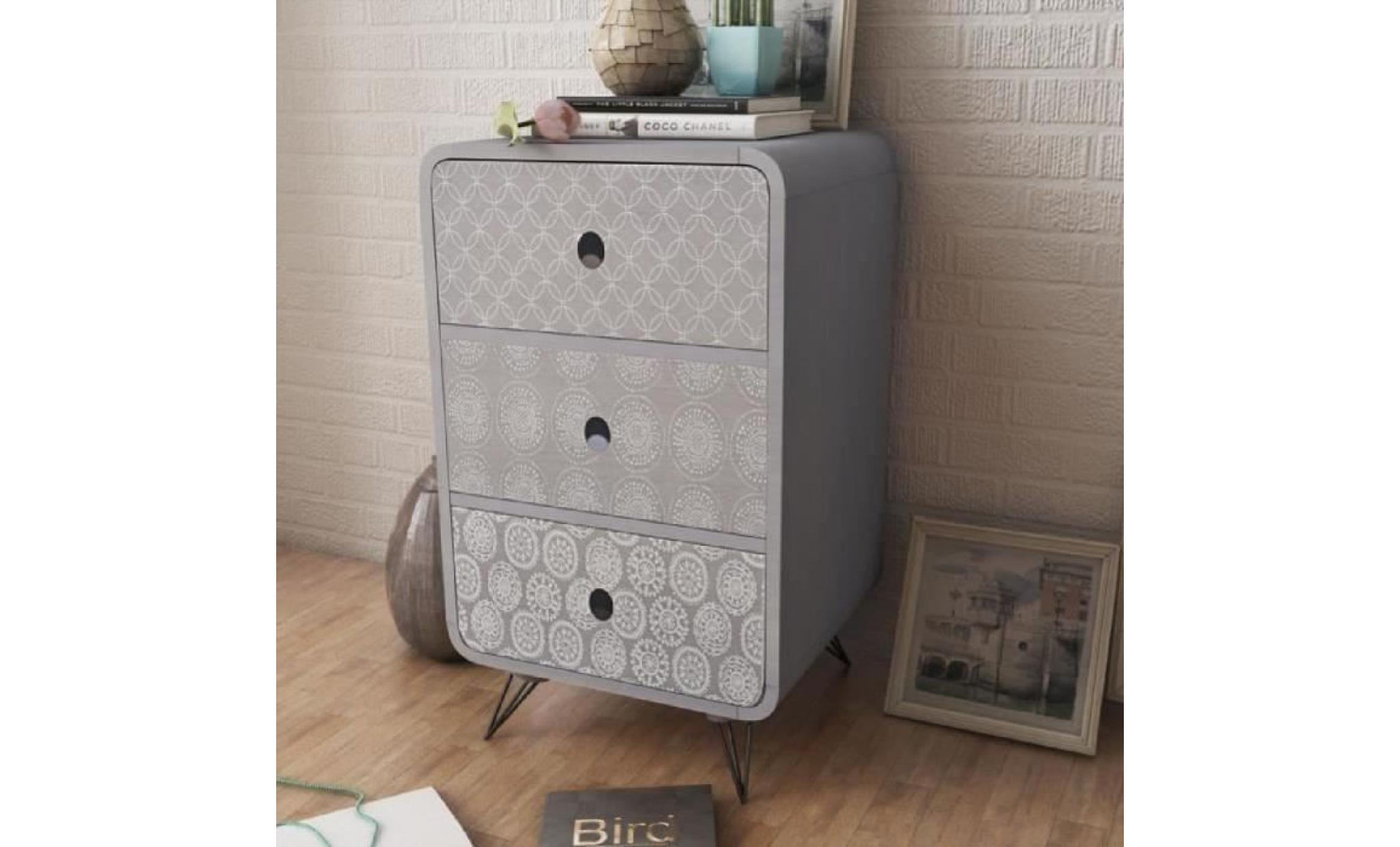 commode à 3 tiroirs gris rangement organiser objets affaires pratique design simple chambre durable pas cher