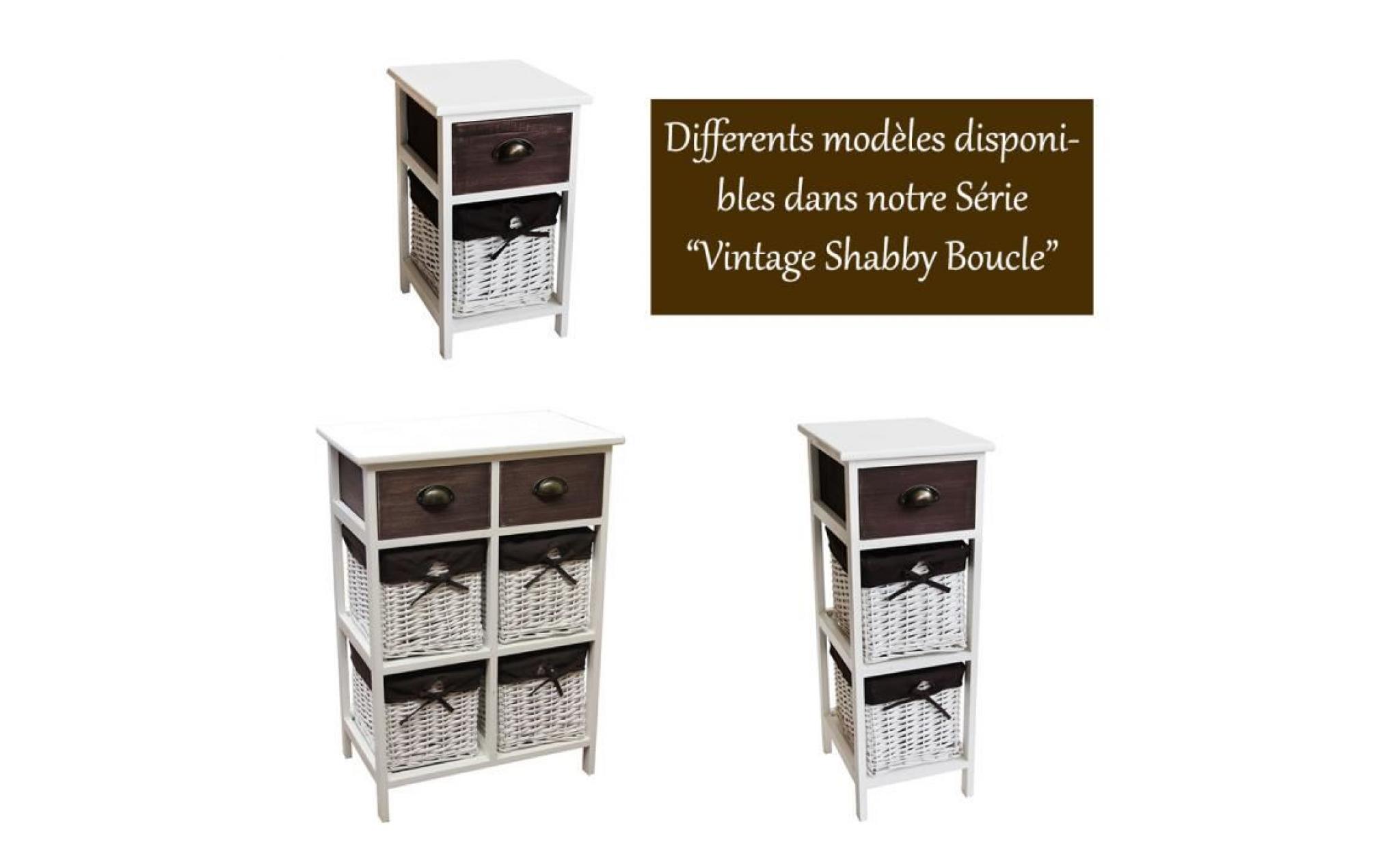commode à tiroirs vintage en bois blanc 56x35x80 cm – armoire à tiroirs style shabby 