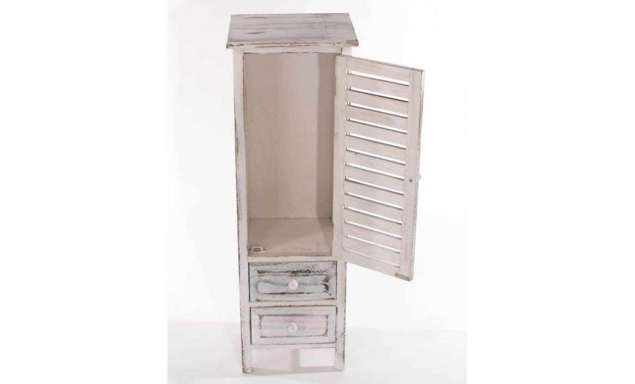 Commode / armoire, 2 tiroirs, 30x25x90cm, shabby, vintage, blanc pas cher