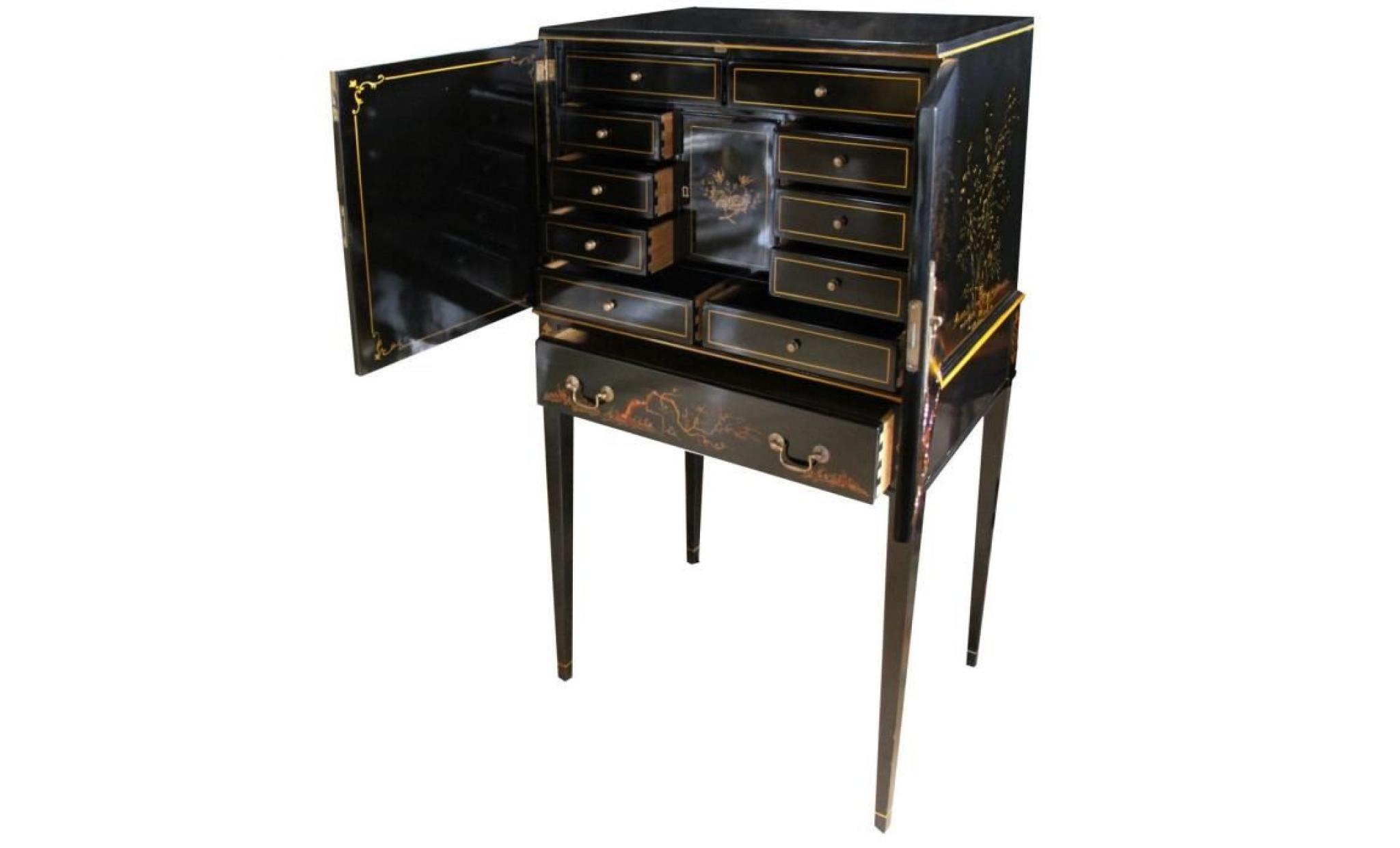 commode art nouveau de luxe casa padrino noire / marron foncé 69 x 42 xh, 118cm   armoire à bijoux avec 11 tiroirs pas cher