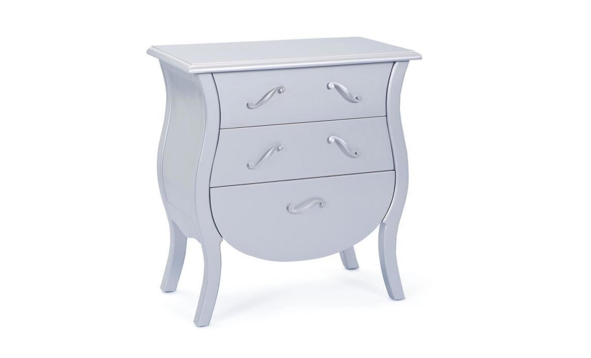 commode barry 3 tiroirs argent