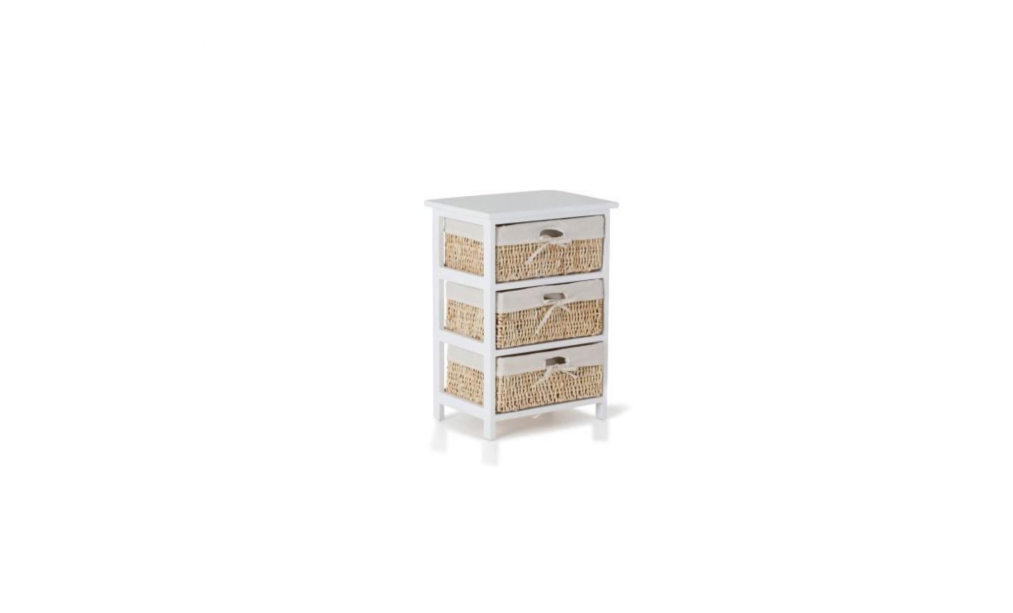 shelves commode 3 tiroirs blanc/toile blanche