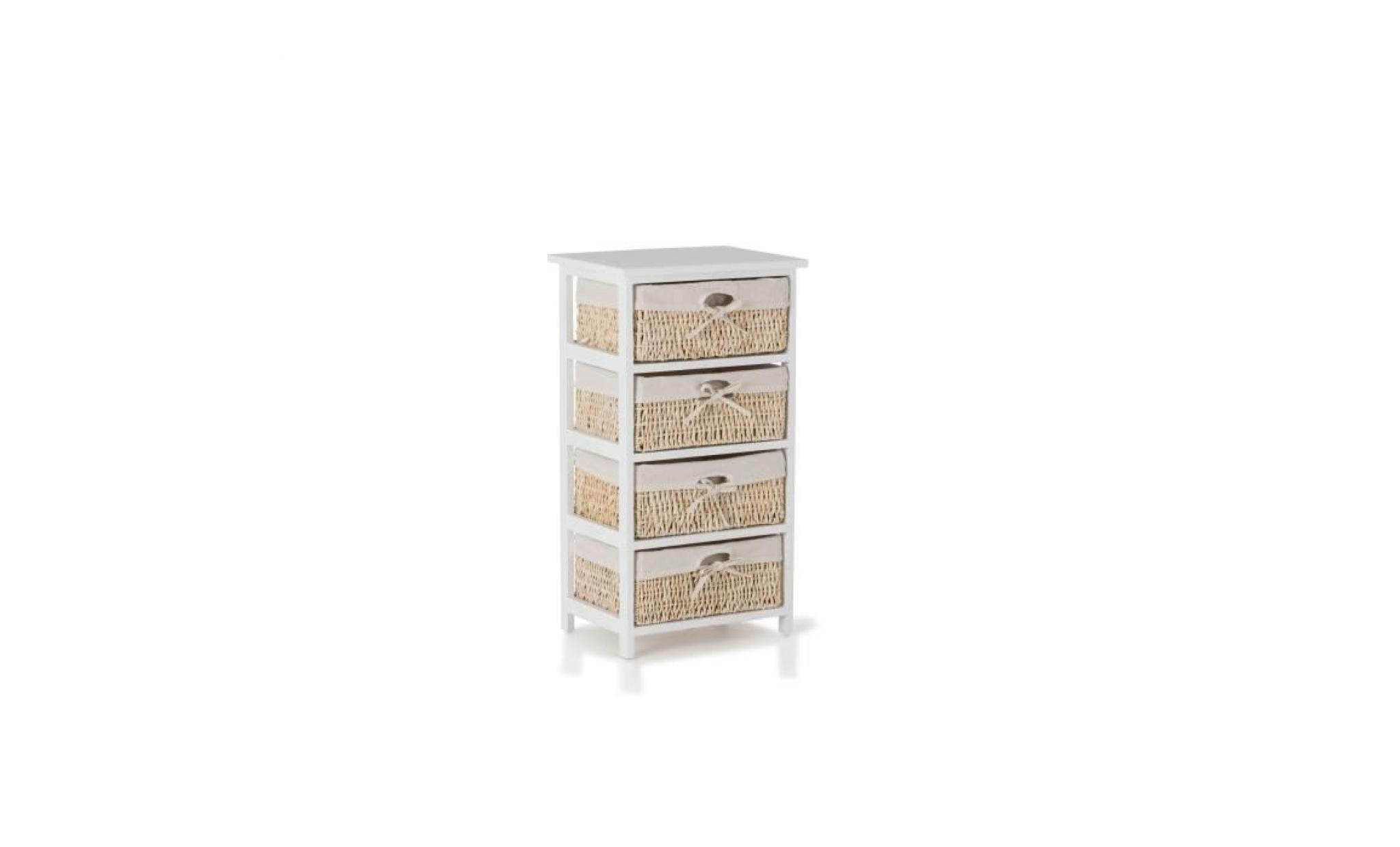 shelves commode 4 tiroirs blanc/toile blanche