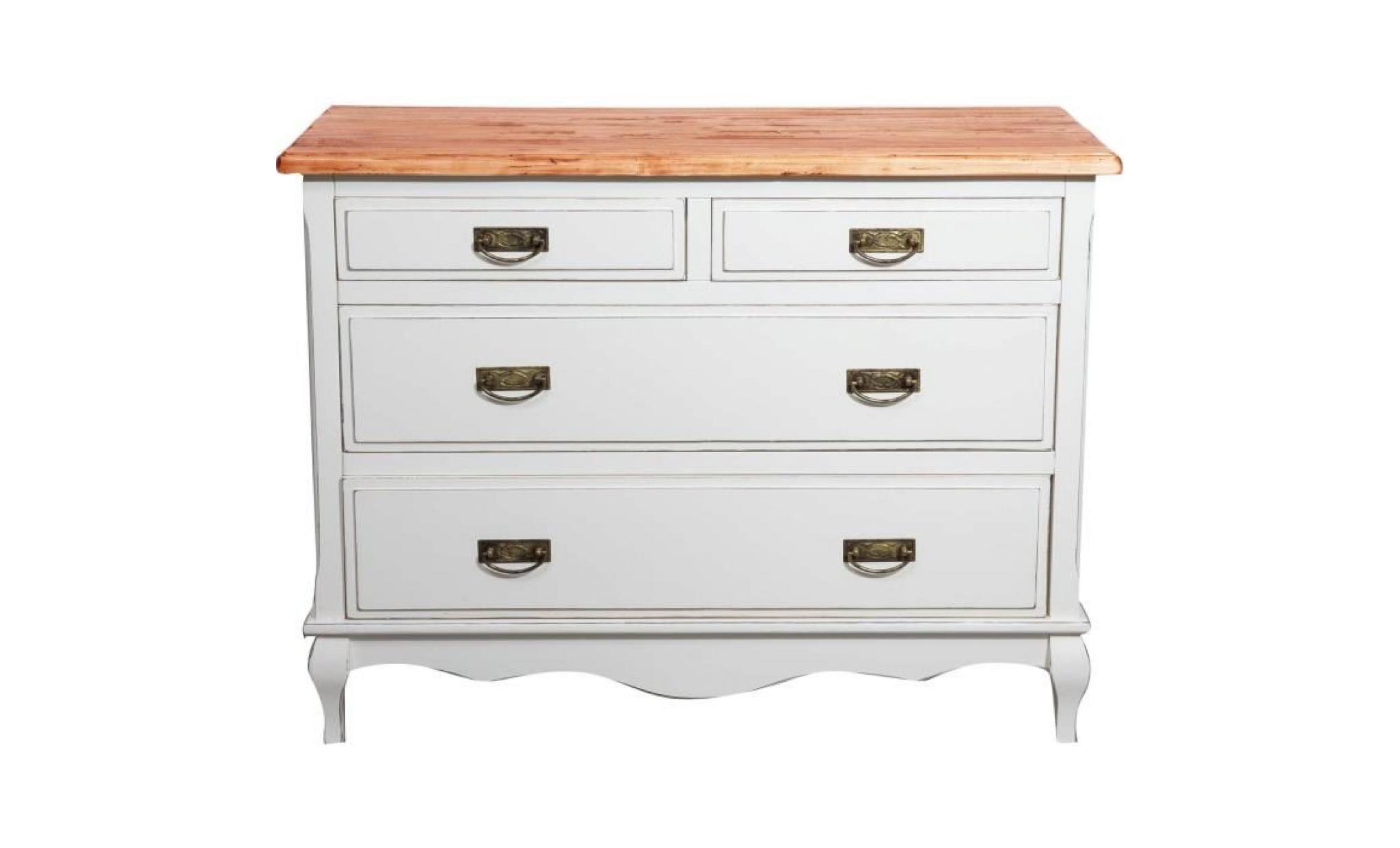 commode country in bois massif di tilleul structure blanche ancienne piano finiture noix 107x47x80 c