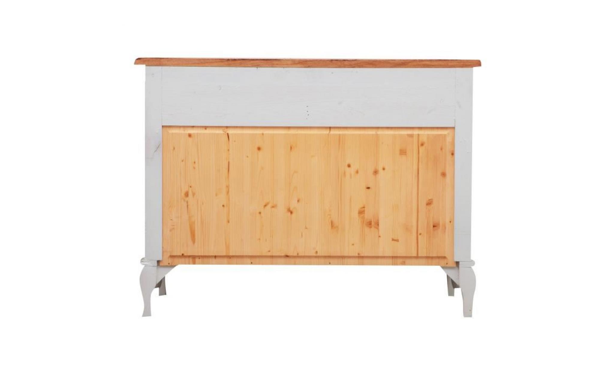 commode country in bois massif di tilleul structure blanche ancienne piano finiture noix 107x47x80 c pas cher