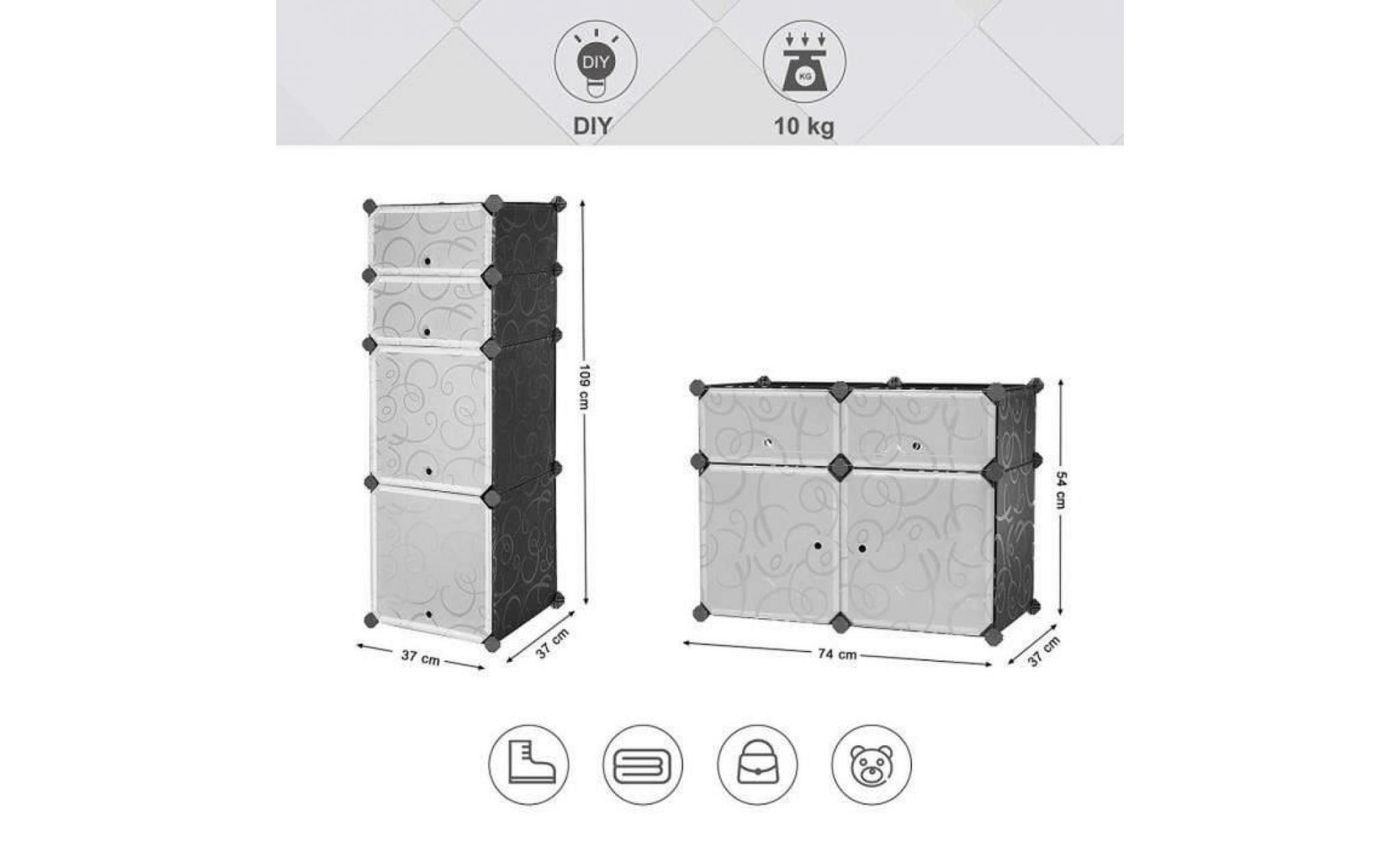 songmics® commode cubes etagère de rangement meuble modulables plastiques cadre en métal lpc114 pas cher