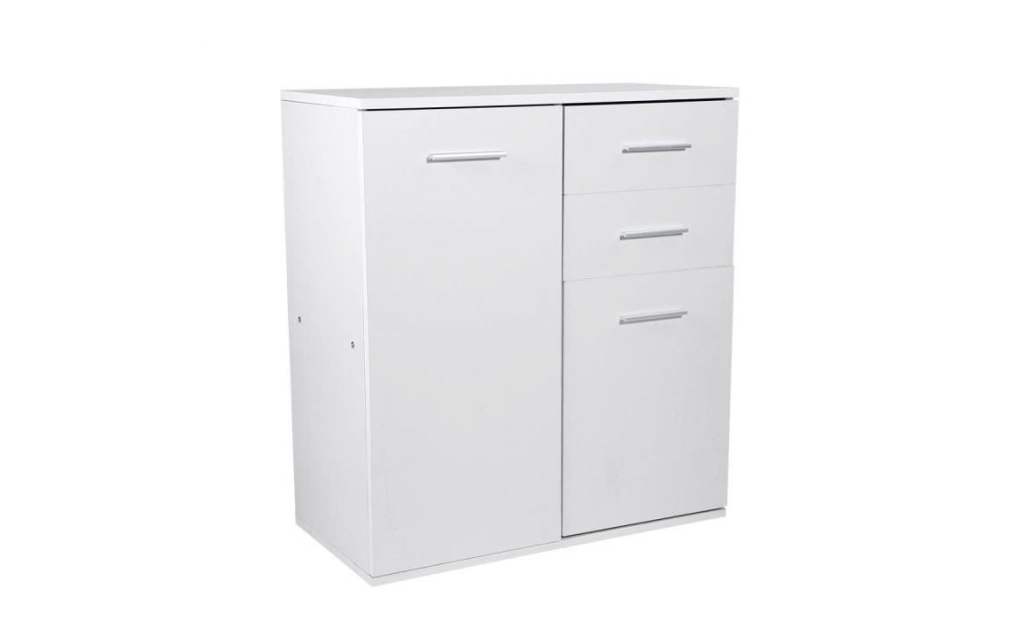 commode de chambre blanche tiroir rangement meuble pour salle de bains armoire rangement avec 2 tiroirs 2 portes tam