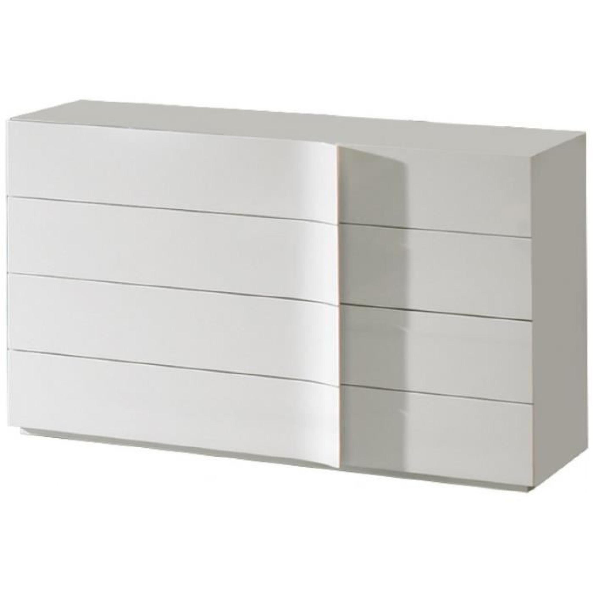 Commode design blanc laqué 4 tiroirs (UE)