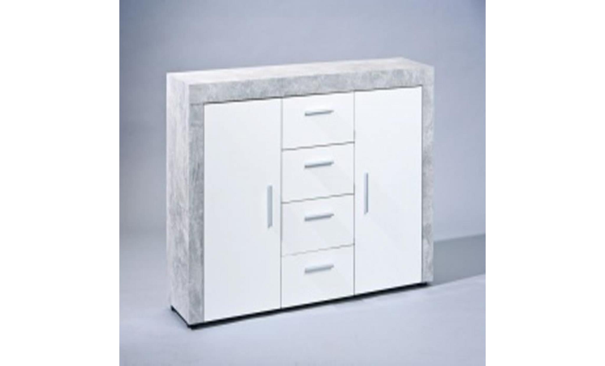 Commode en béton coloris Blanc et gris - Dim : 134 x 86 x 40 cm