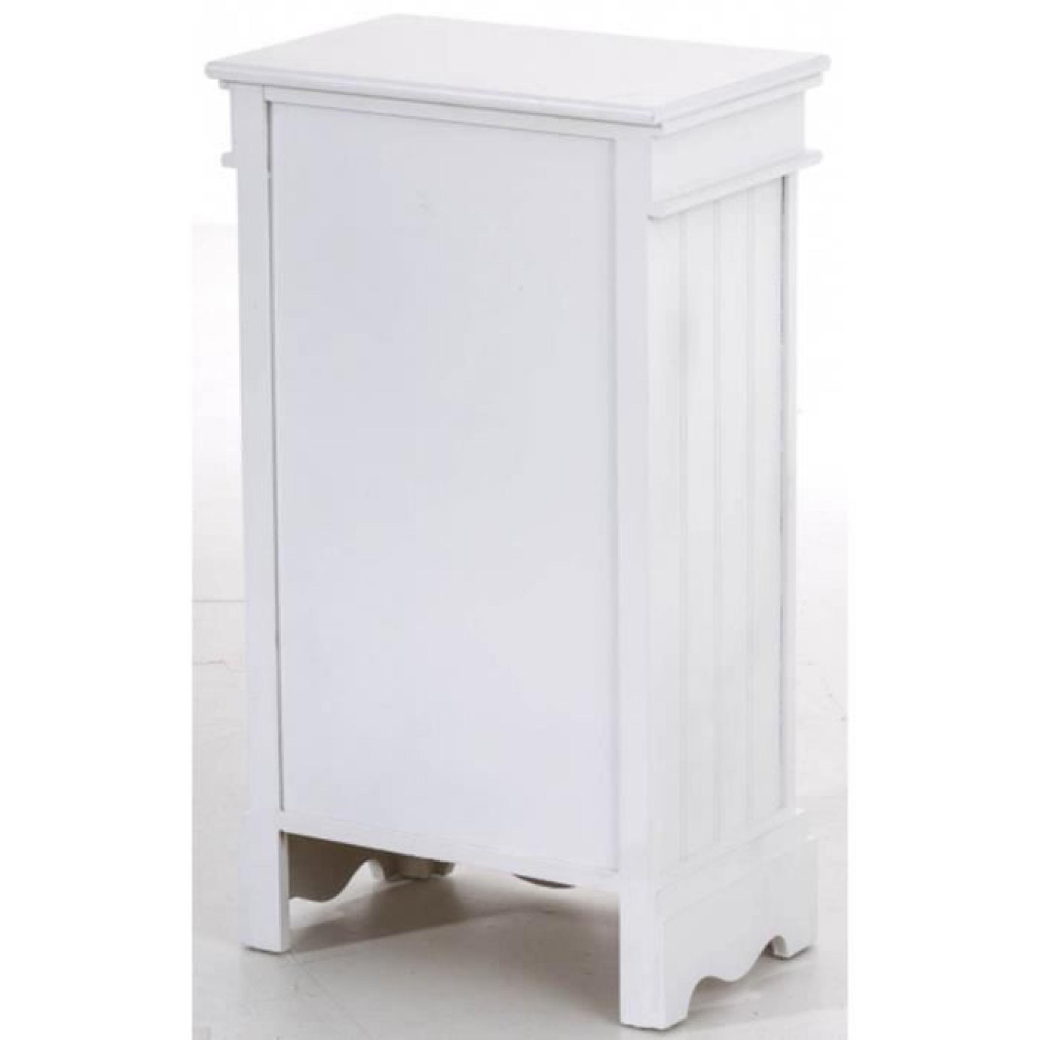 Commode en bois coloris blanc avec un tiroir et 2 portes en verre à 2 étagères - Dim : H 80 x L 45 x P 27 cm pas cher