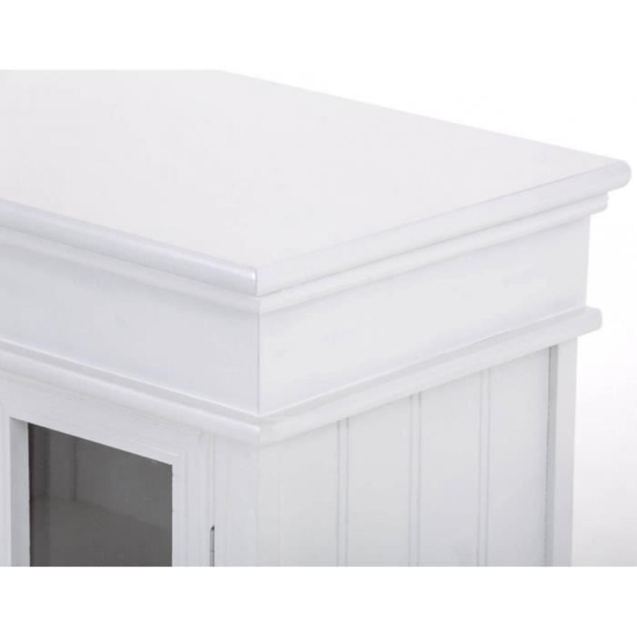 Commode en bois coloris blanc avec un tiroir et 2 portes en verre à 2 étagères - Dim : H 80 x L 45 x P 27 cm pas cher