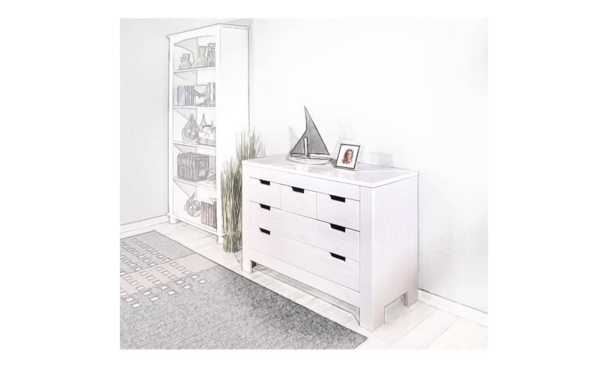 grande commode 5 tiroirs, commode en pin massif, commode chambre blanche, commode chiffonnier, armoire commode, meuble en pin pas cher
