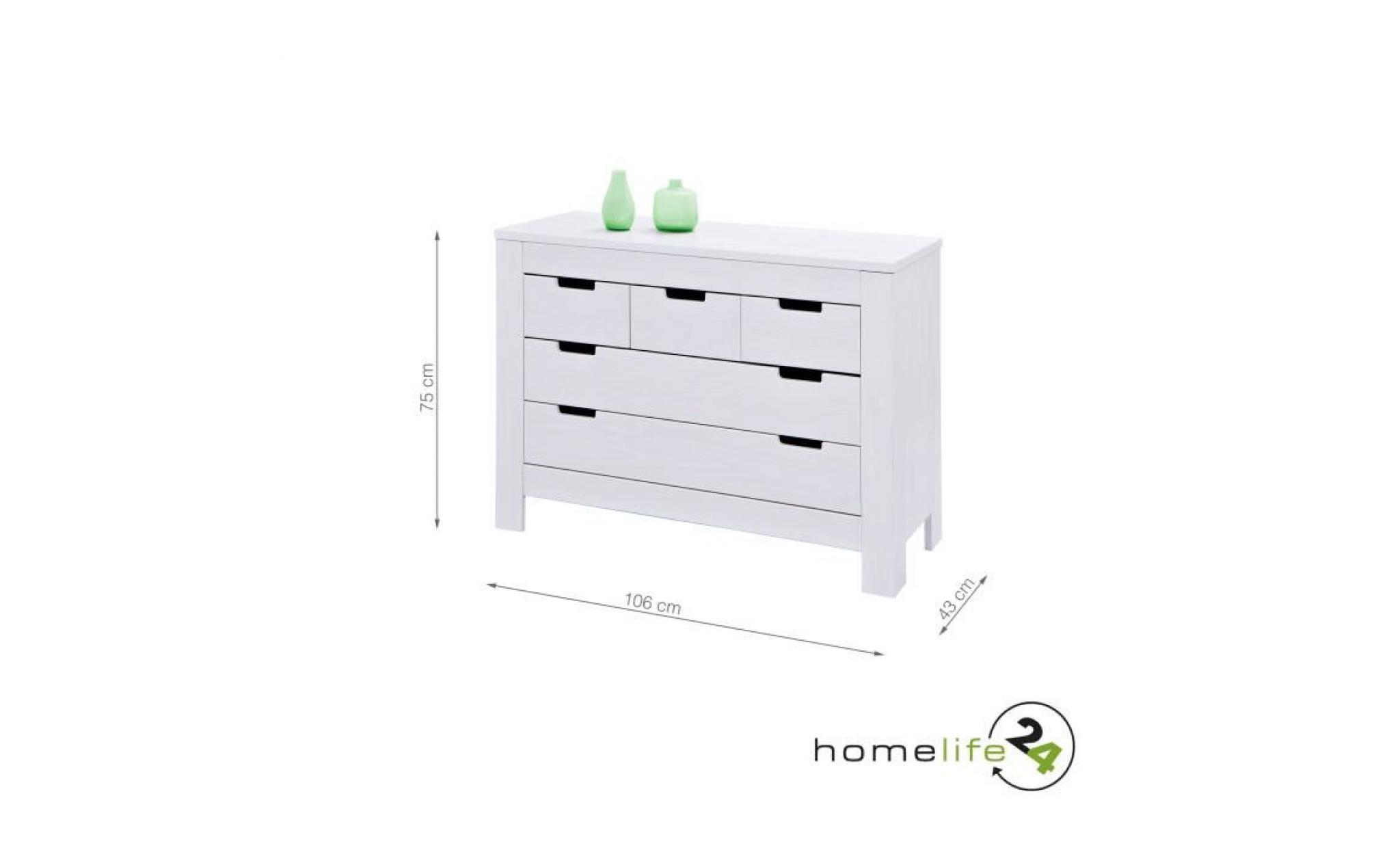 grande commode 5 tiroirs, commode en pin massif, commode chambre blanche, commode chiffonnier, armoire commode, meuble en pin pas cher