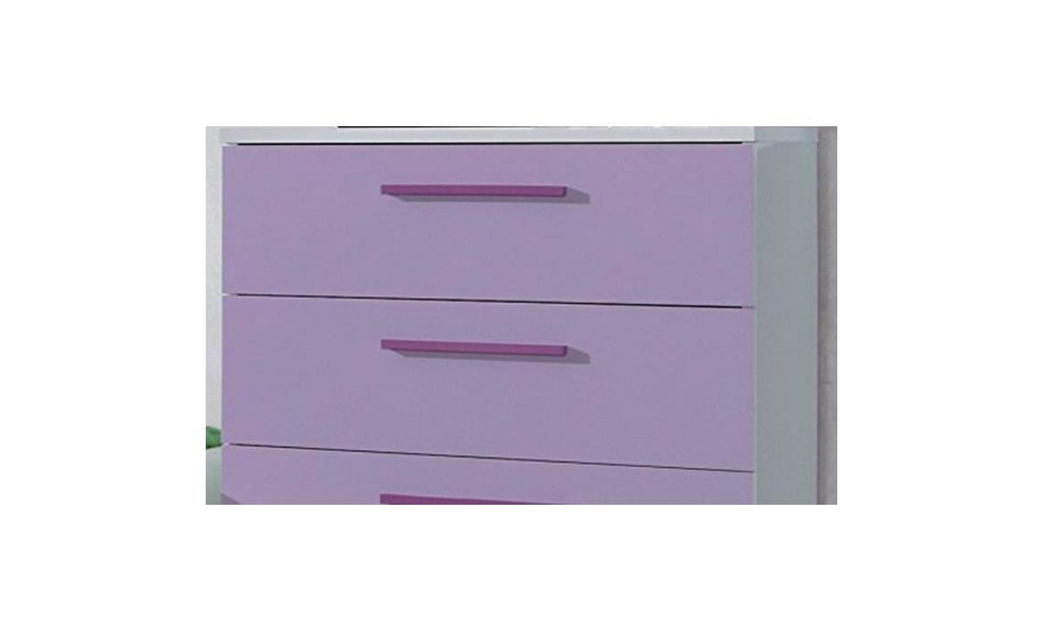 Commode LIMA avec 5 tiroirs, coloris blanc - lilas, 109 x 60 x 38 cm pas cher