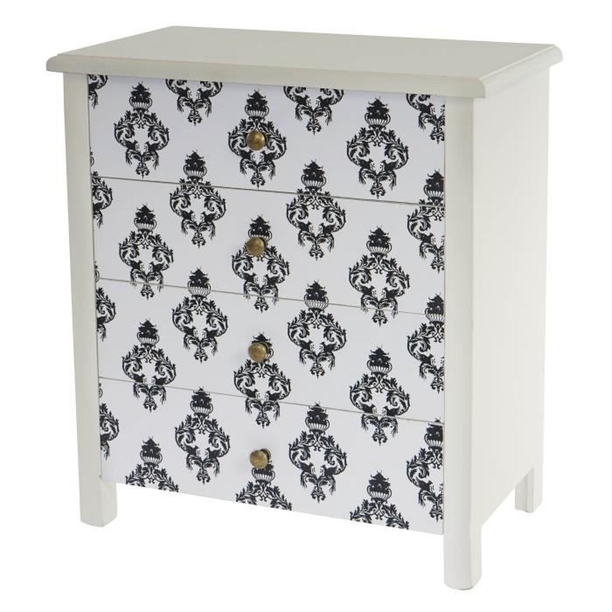 Commode Luton armoire table d'appoint chevet,66x60x33cm, motif baroque.