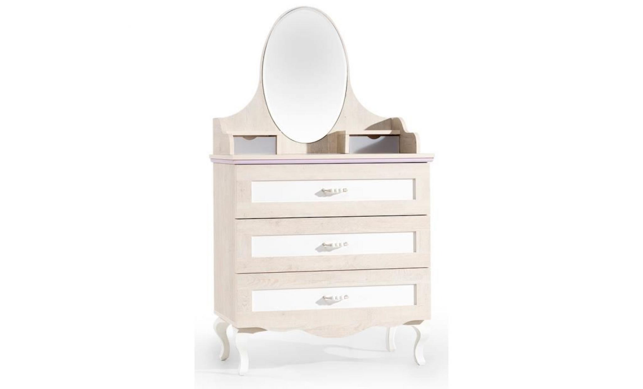 commode + miroir design baroque coloris bois naturel et blanc