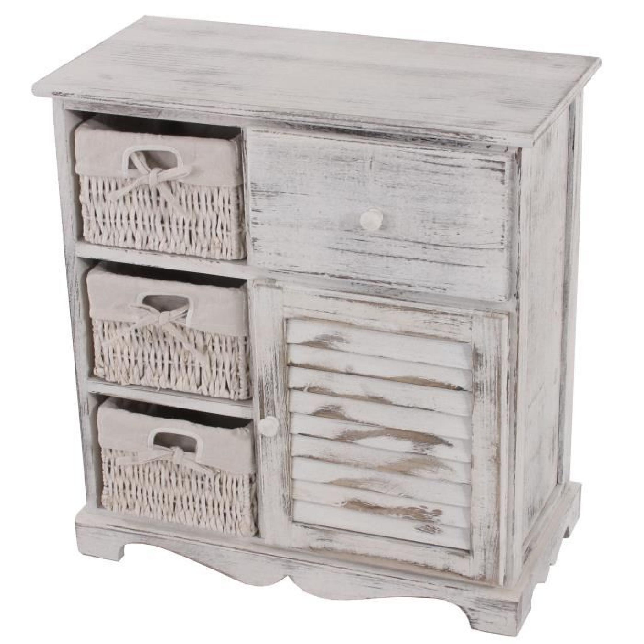 Commode / table d'appoint / armoire,3 paniers,1 tiroir,60x30x63cm, shabby, vintage, blanc.