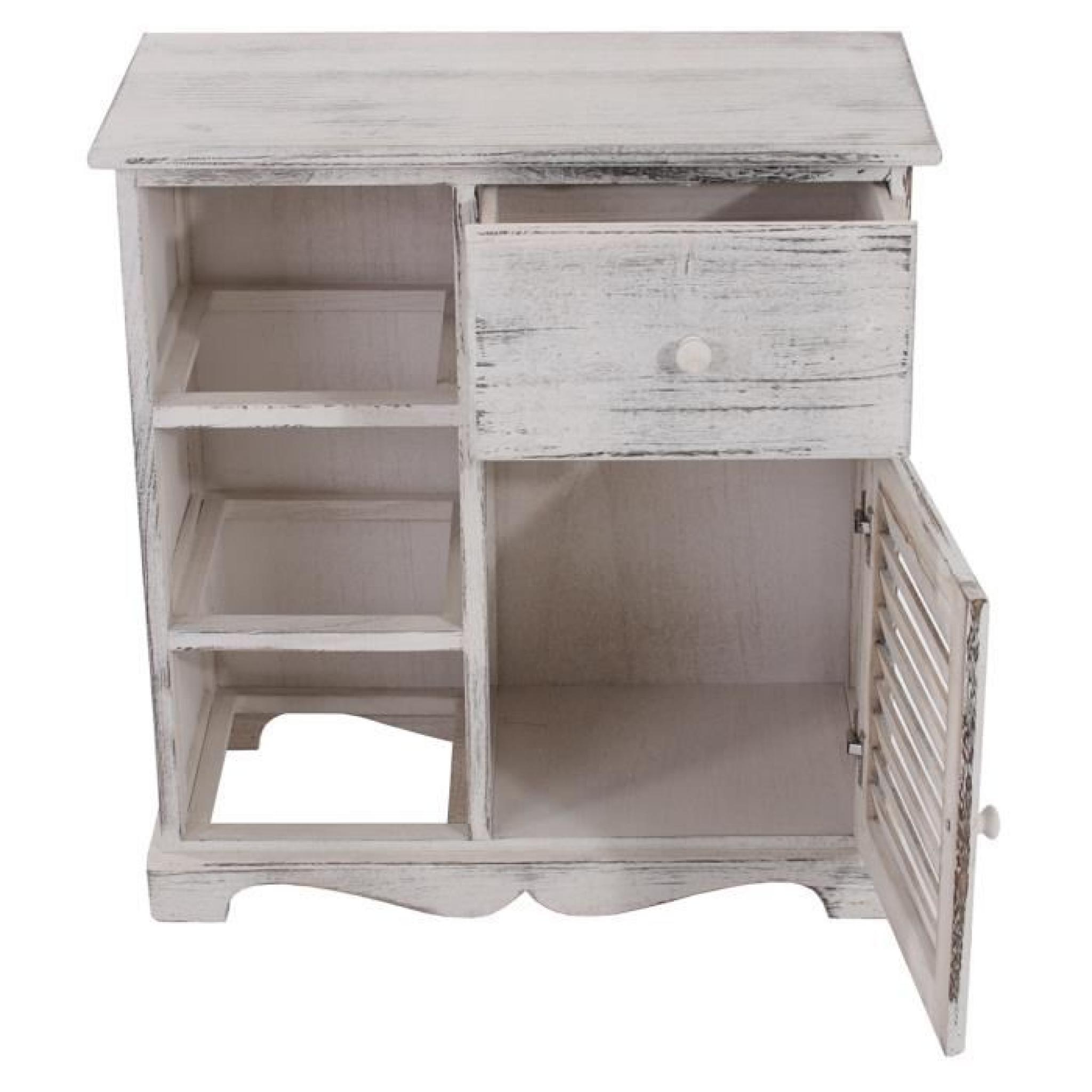 Commode / table d'appoint / armoire,3 paniers,1 tiroir,60x30x63cm, shabby, vintage, blanc. pas cher