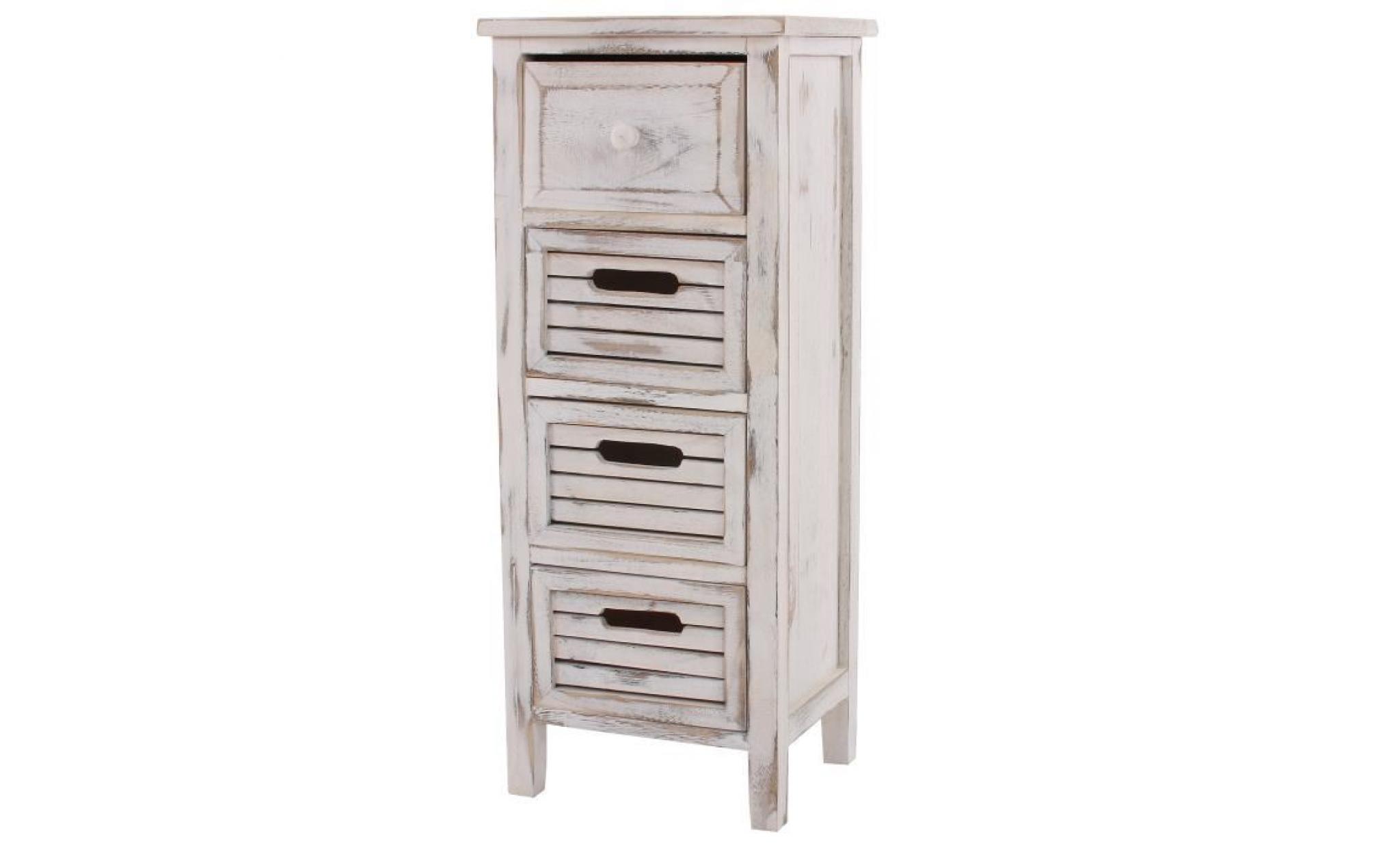 commode / table d'appoint / armoire, 4 tiroirs, 30x25x74cm, shabby, vintage, blanc
