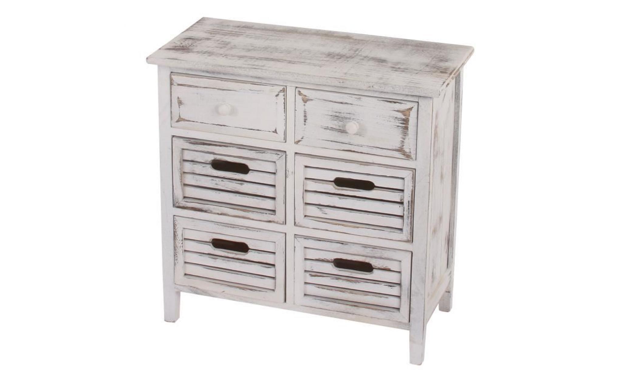 commode / table d'appoint / armoire,6 tiroirs,60x30x60cm, shabby, vintage, blanc.