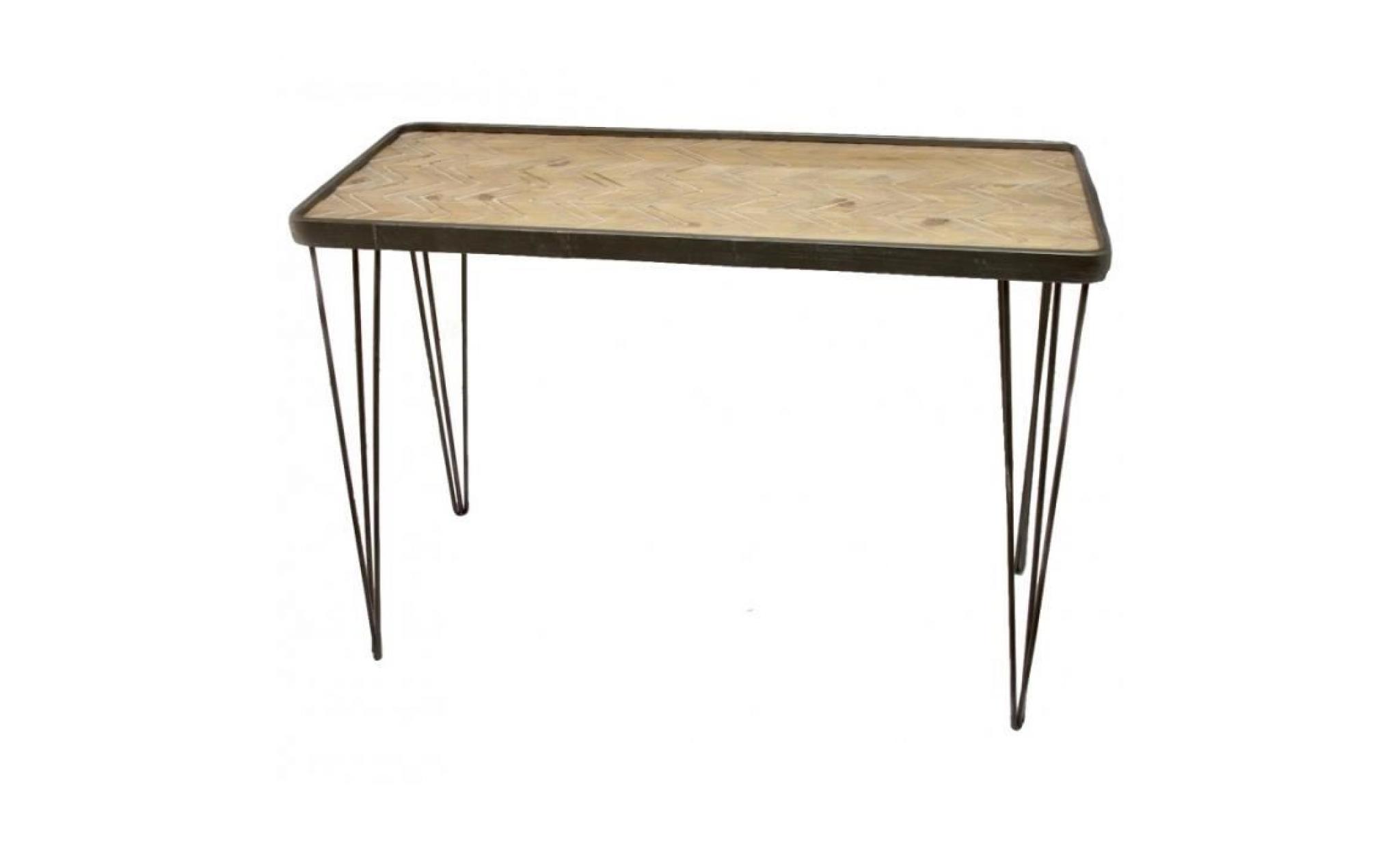 console desserte table d'appoint sur pied en acier verni et bois sculpté 40x74x100cm
