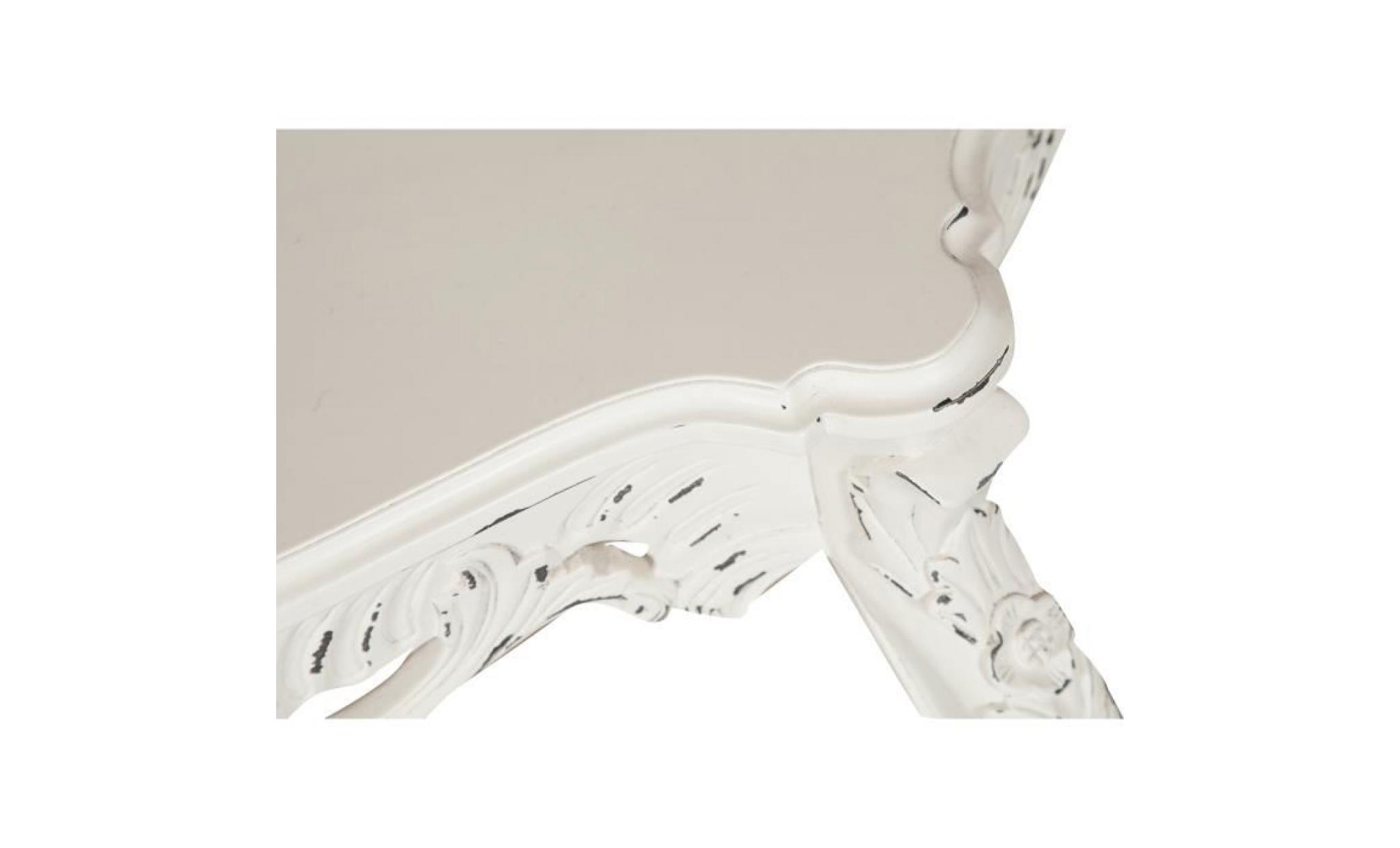 console table en bois massif finition  blanche patinéel100 xpr 40 x h74 cm pas cher