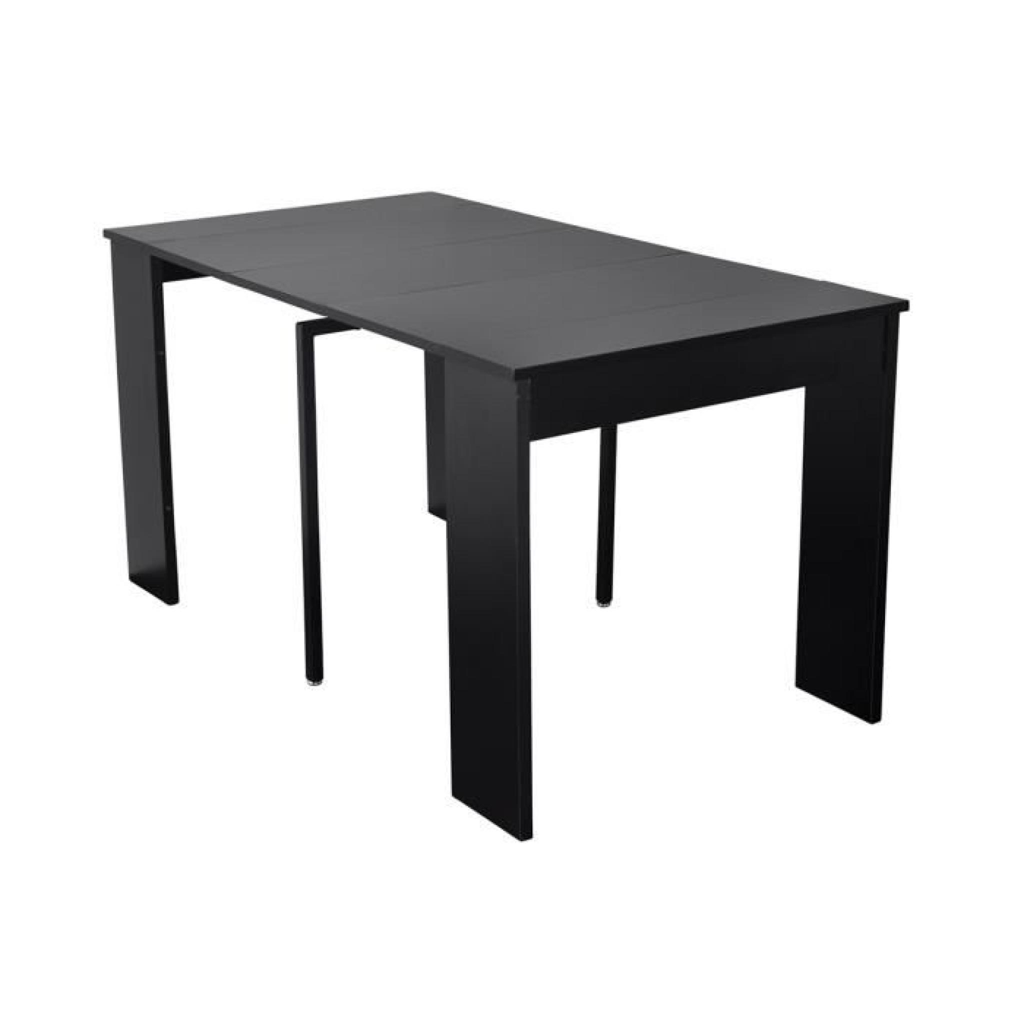 Console table extensible 3 rallonges noir laqué SLEEK. pas cher