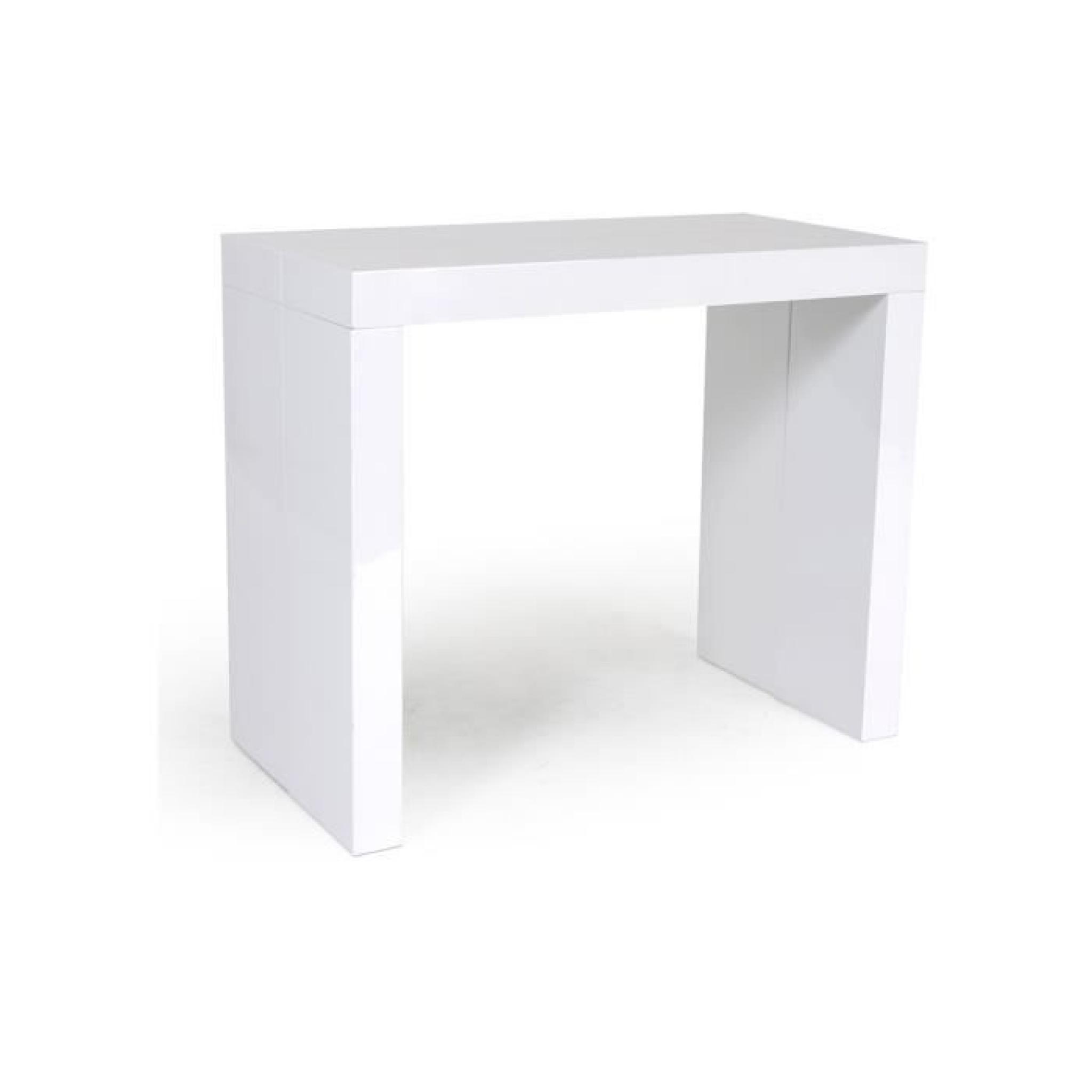 Console table extensible 4 rallonges blanc laqu...