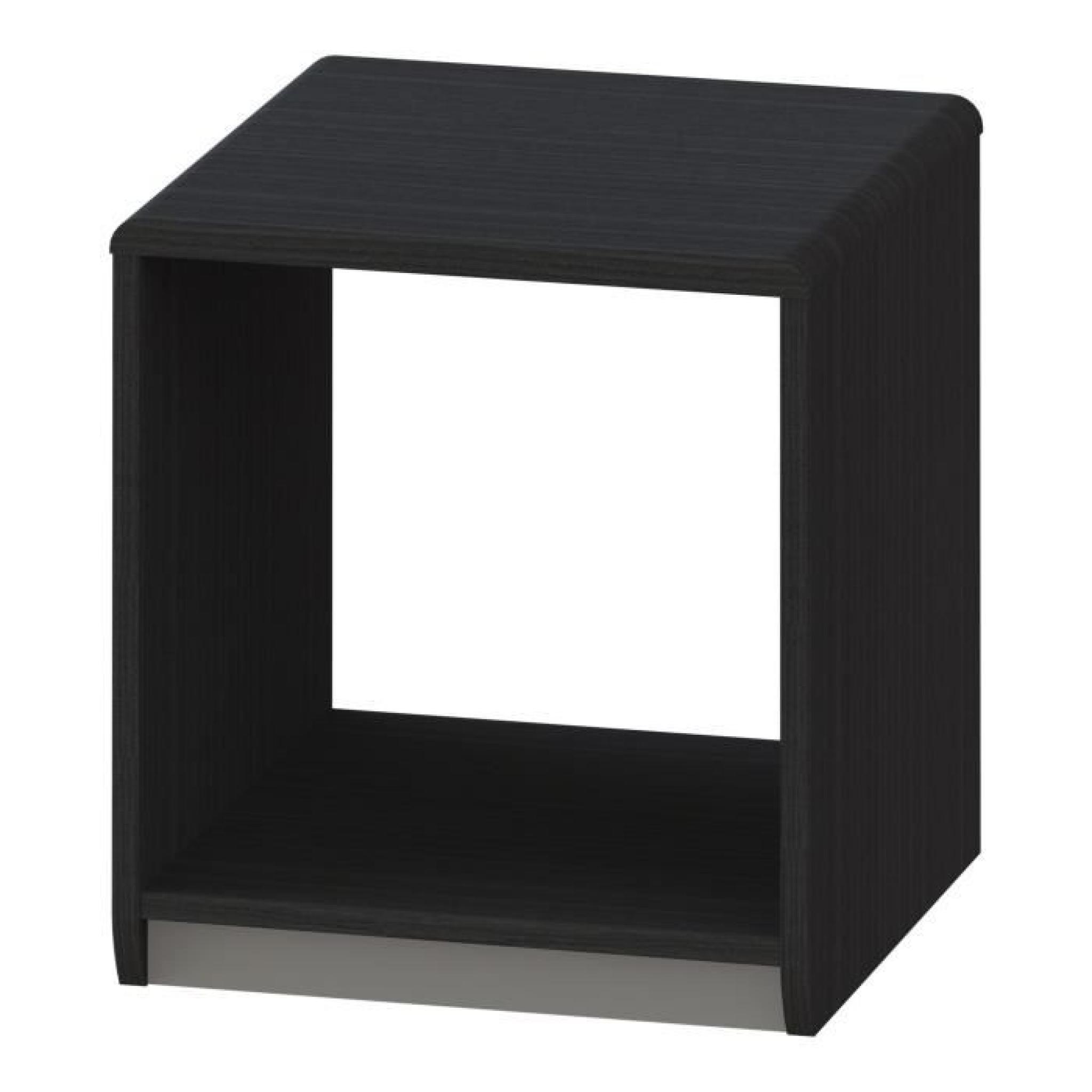 Cool Table de chevet à roulettes noir cérusé en forme de cube pas cher