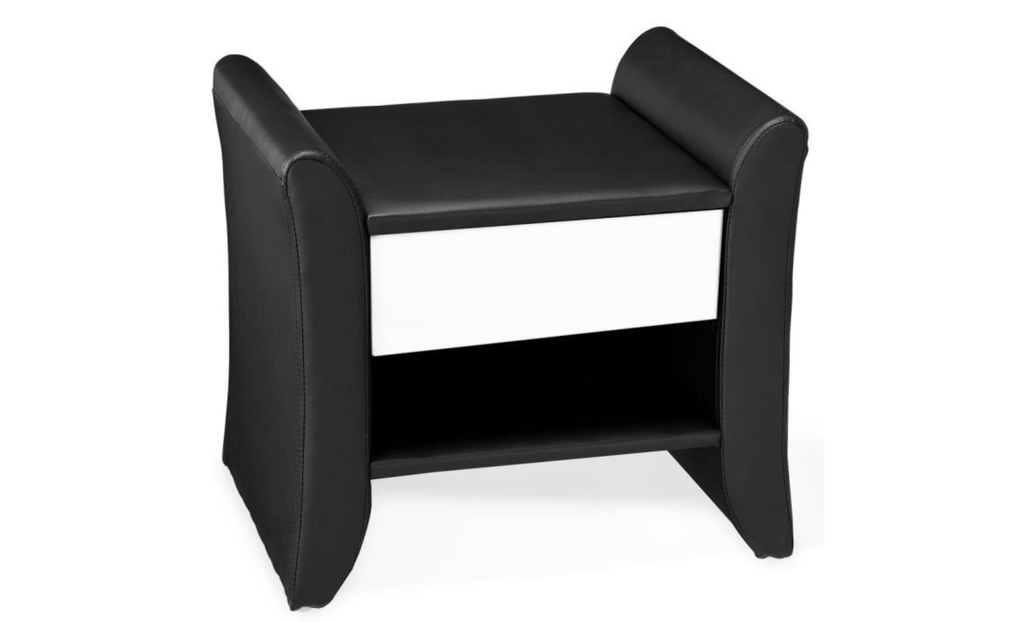 corium coussins    table de nuit (noir   blanc) (47cm x 37cm x 44cm) table de chevet avec tiroir et surface de dépose