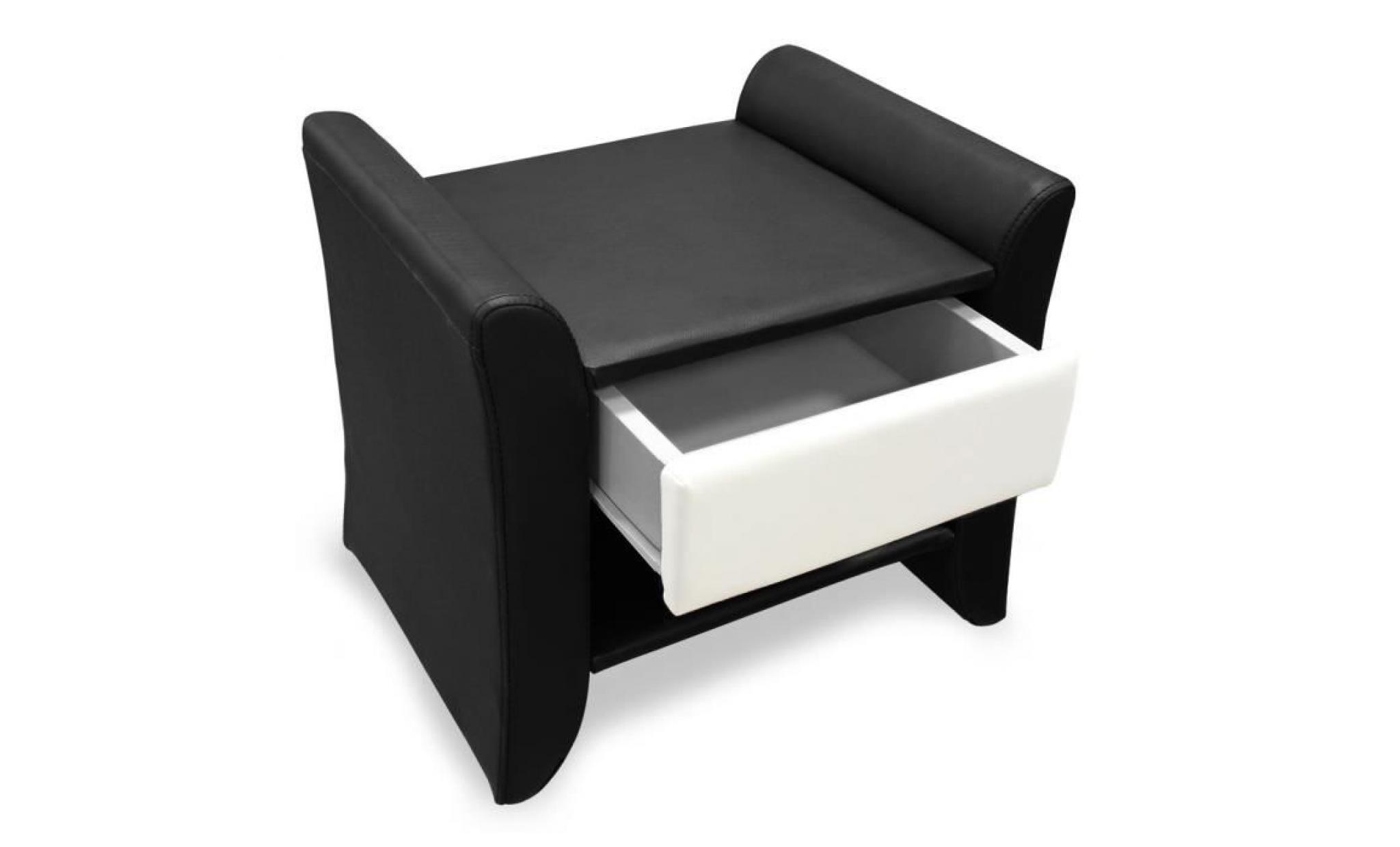 corium coussins    table de nuit (noir   blanc) (47cm x 37cm x 44cm) table de chevet avec tiroir et surface de dépose pas cher