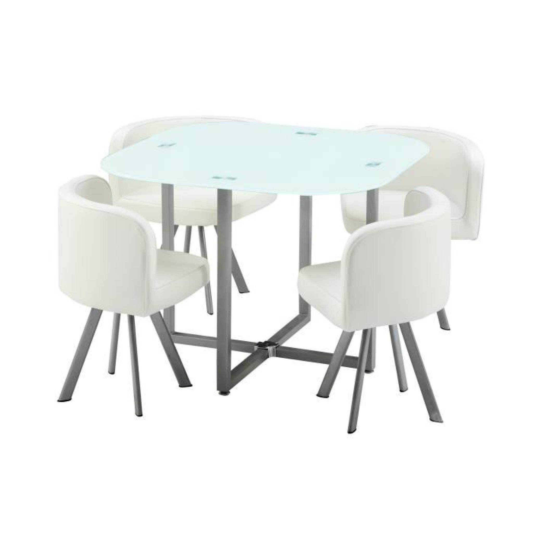 COSMIC Ensemble repas coloris blanc 5 pièces 1 table à manger + 4 chaises pas cher