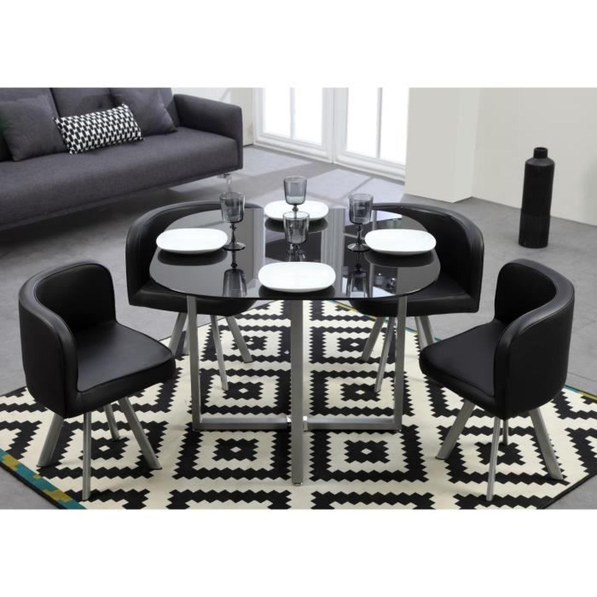COSMIC Ensemble repas coloris noir 5 pièces 1 table à manger + 4 chaises