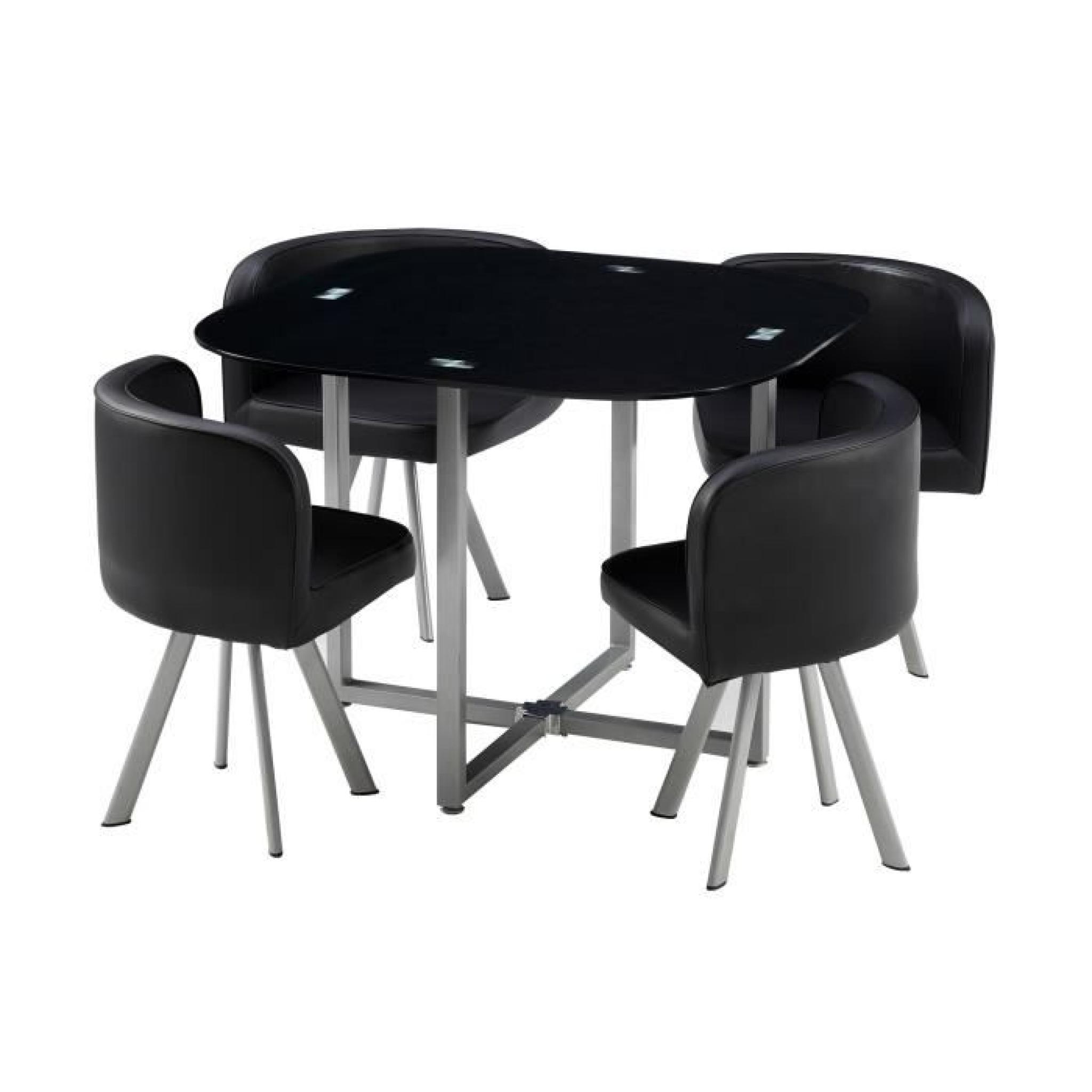 COSMIC Ensemble repas coloris noir 5 pièces 1 table à manger + 4 chaises pas cher