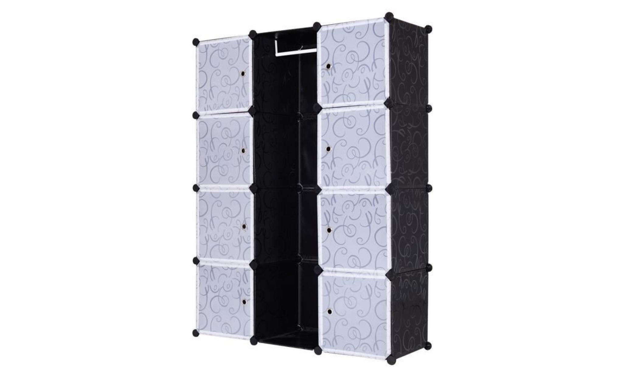 costway armoire diy 12 cubes rangement de vêtement plancard armoires Étagères modulaire en plastique 110,5 x 37 x 146 cm pas cher