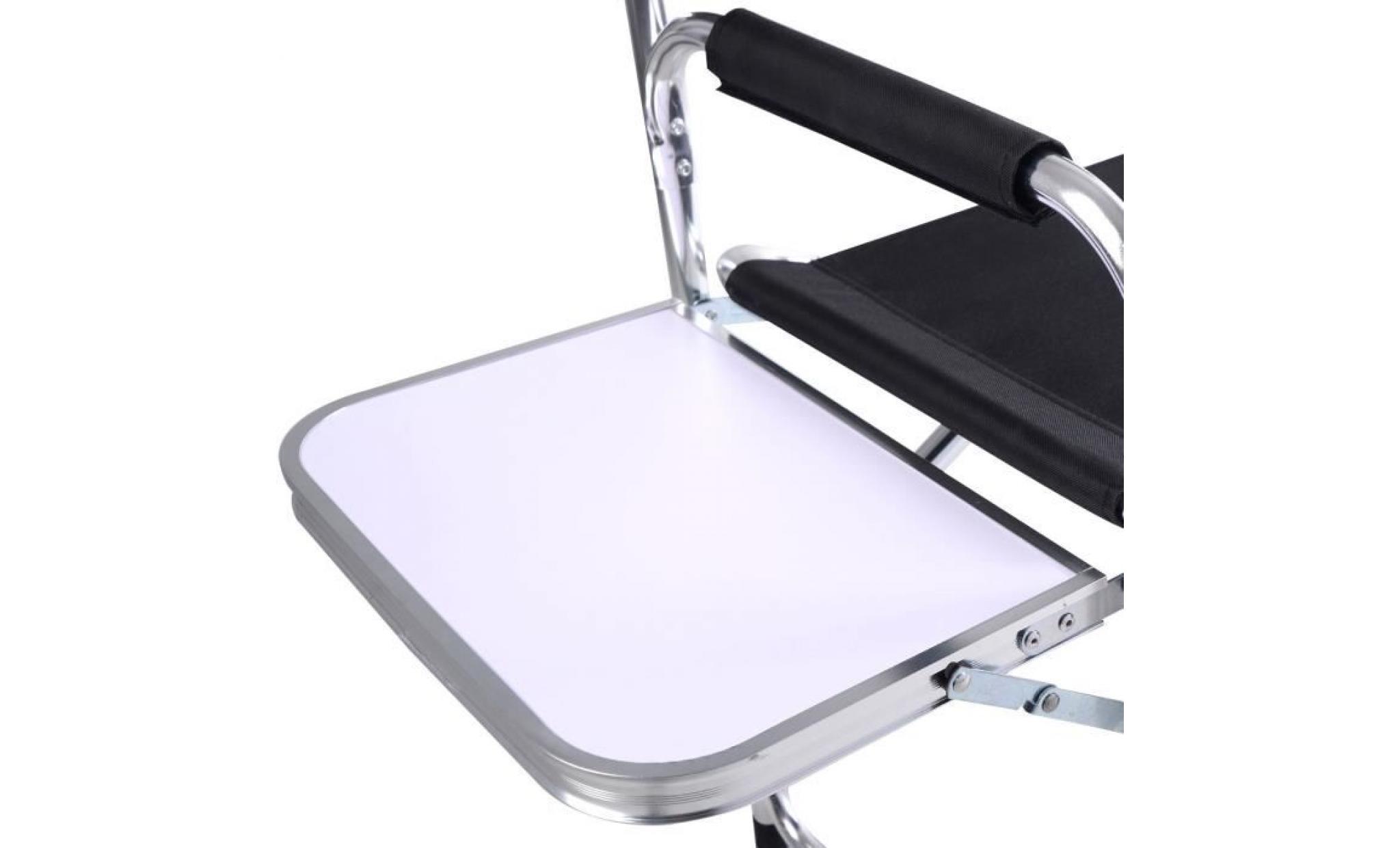 costway chaise de directeur pliable chaise de metteur en scène de camping pêcheur en aluminium avec table pas cher