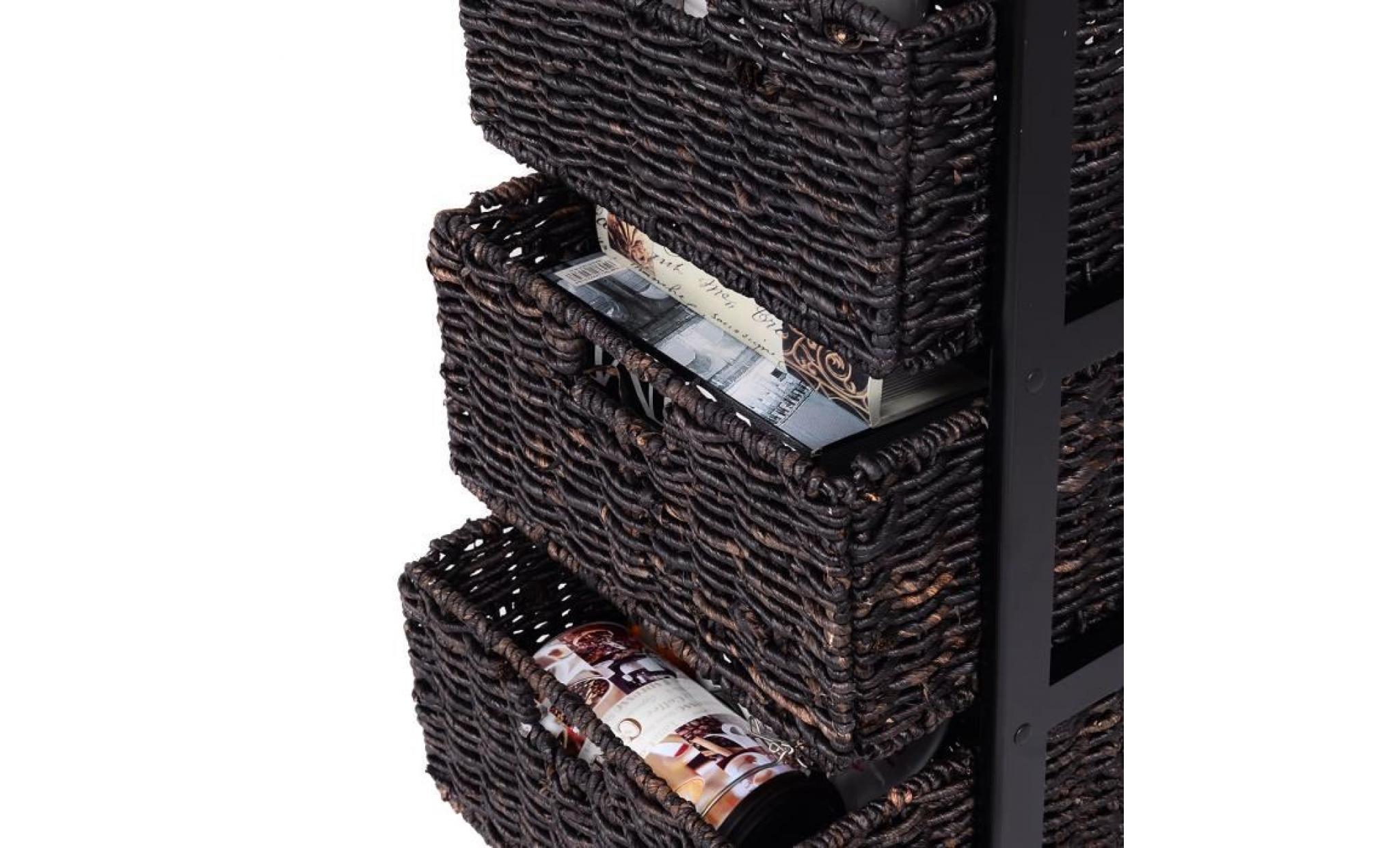 costway chiffonnier commode avec 3 tiroirs tour de rangement en bois table de chevet noir en pin+mdf 42,5 x 31,5 x 72,5 cm pas cher