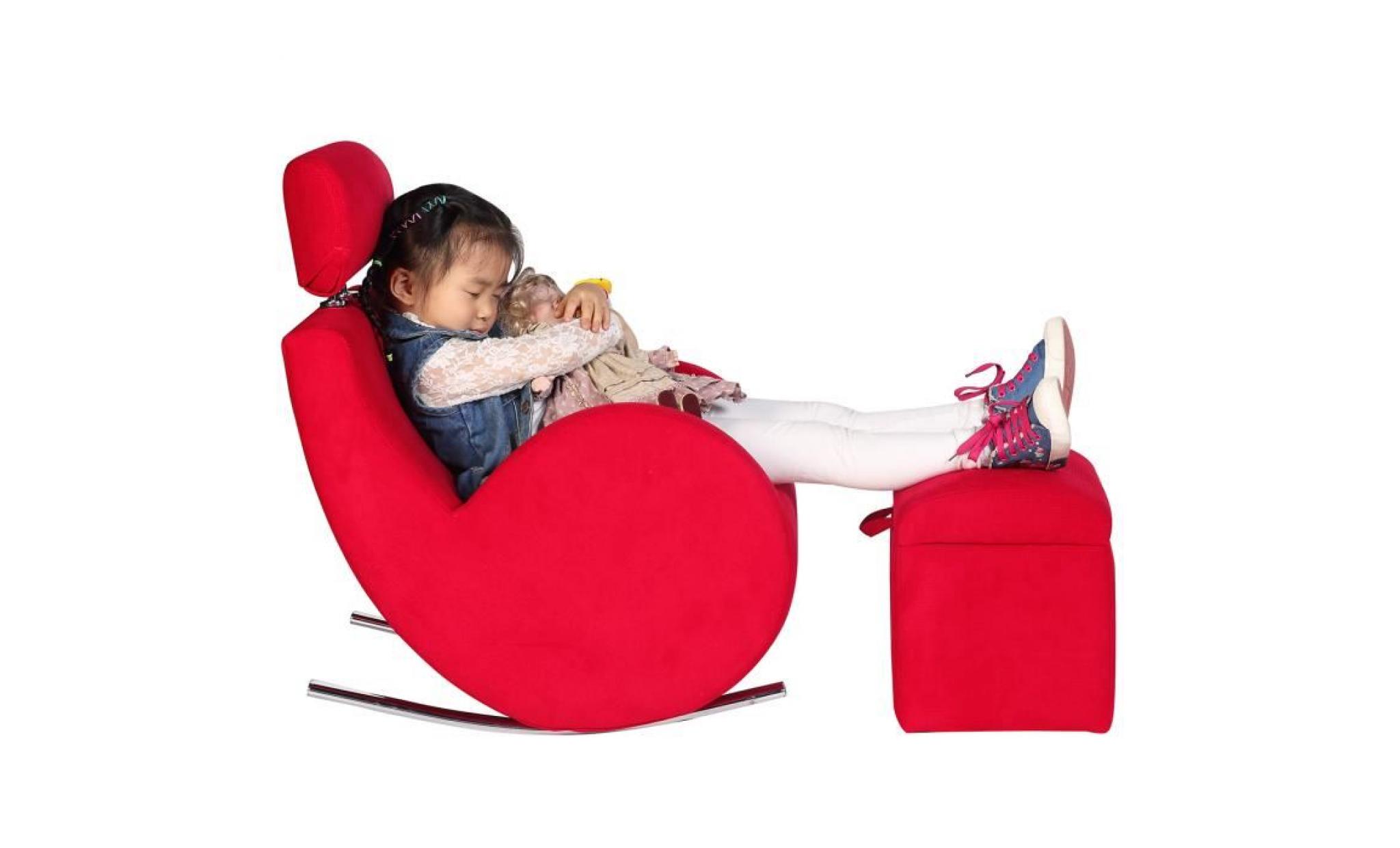costway fauteuil à bascule enfant canapé sofa avec repose pied de rangement 45 x 60 x 68 cm rouge pas cher