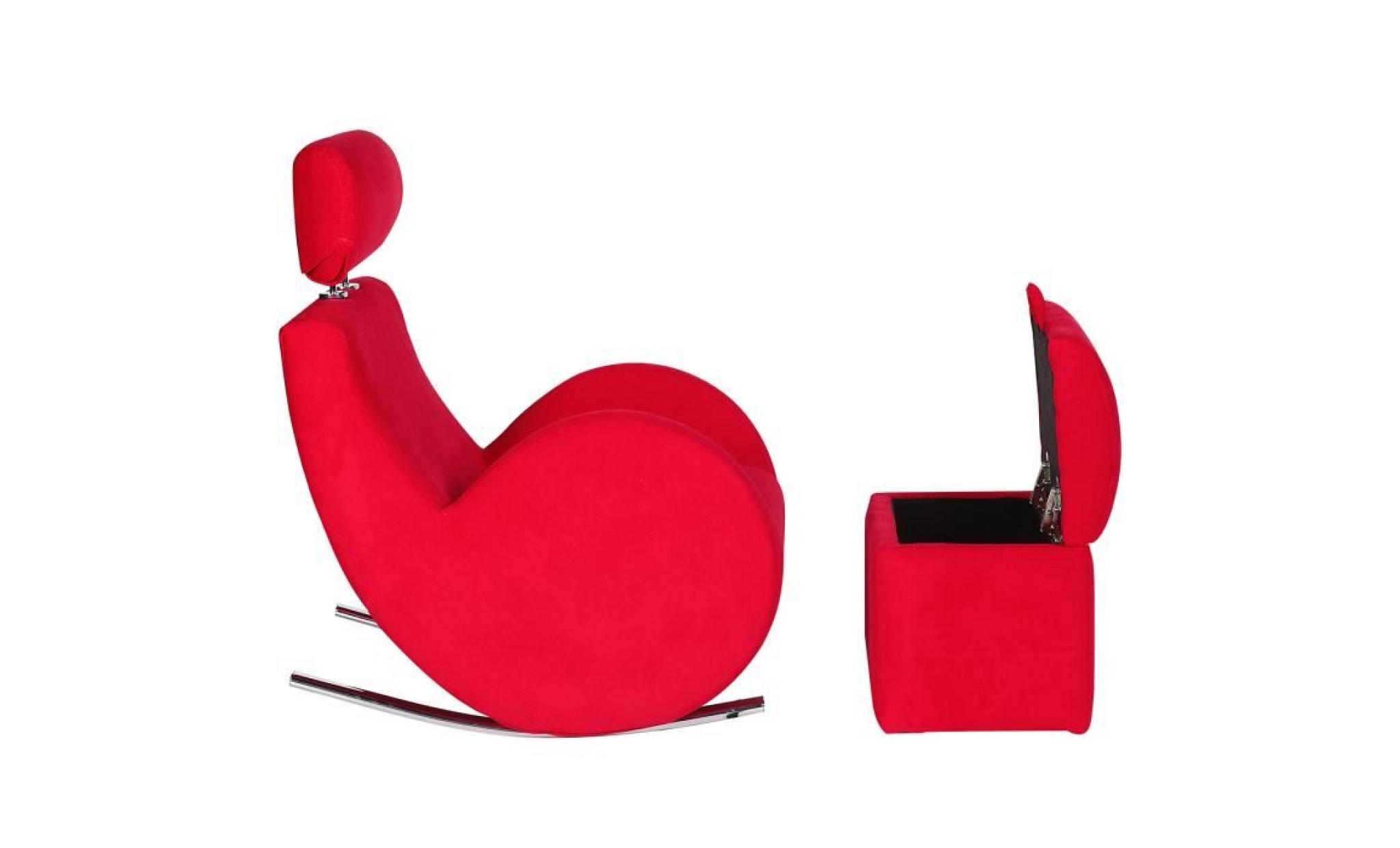 costway fauteuil à bascule enfant canapé sofa avec repose pied de rangement 45 x 60 x 68 cm rouge pas cher