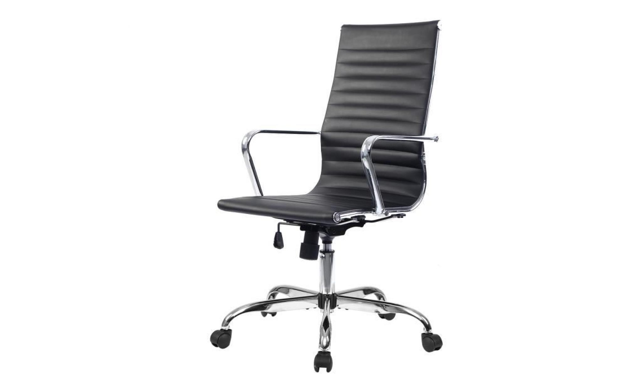 costway fauteuil de bureau chaise de bureau réglable cuir pu haut ergonomique pour chambre maison bureau 56 x 63x103 113 cm noir