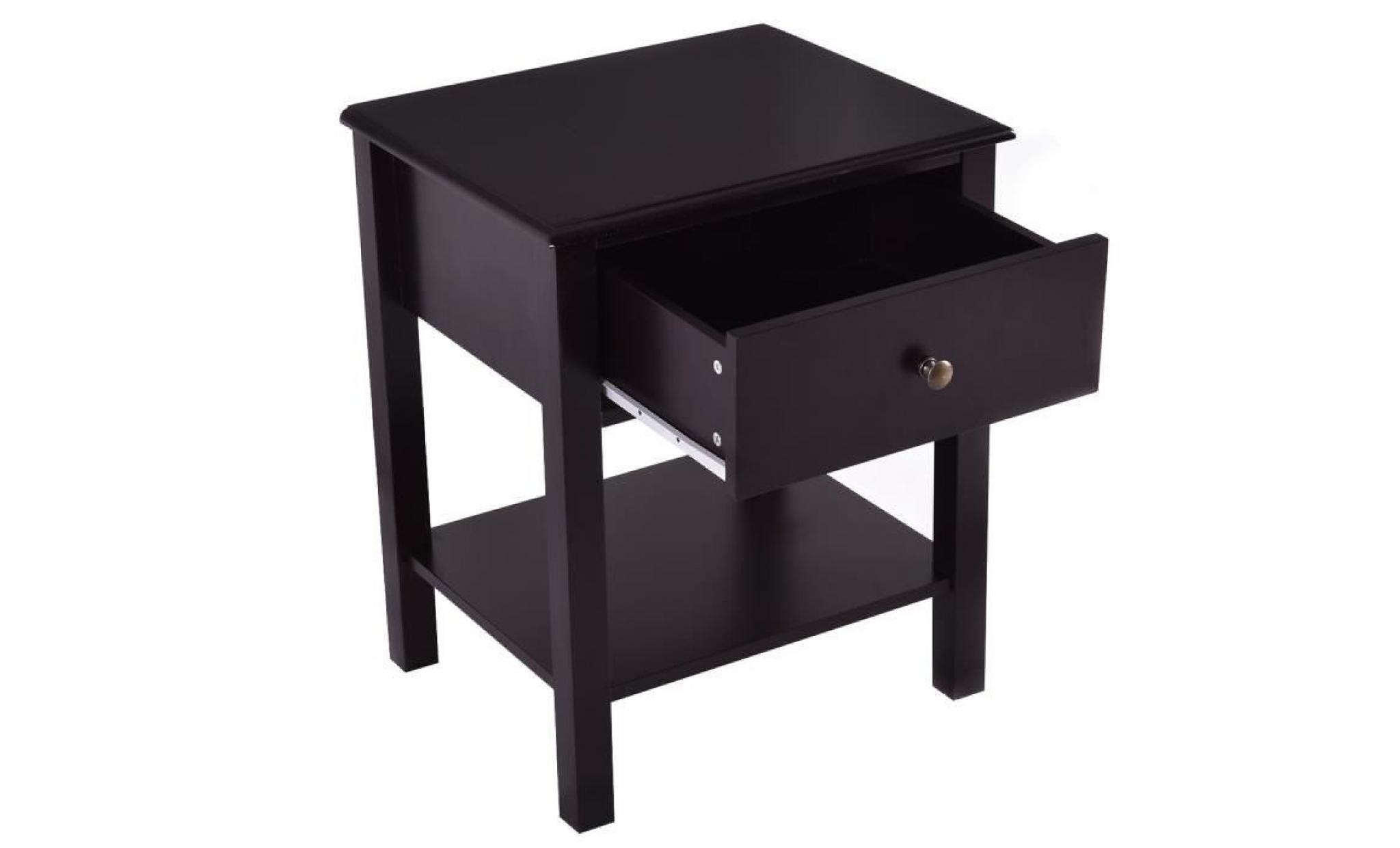 costway table de chevet moderne table de nuit simple avec 1 tiroir et 1 etagère de rangement en mdf 48x40x58,4cm brun pas cher