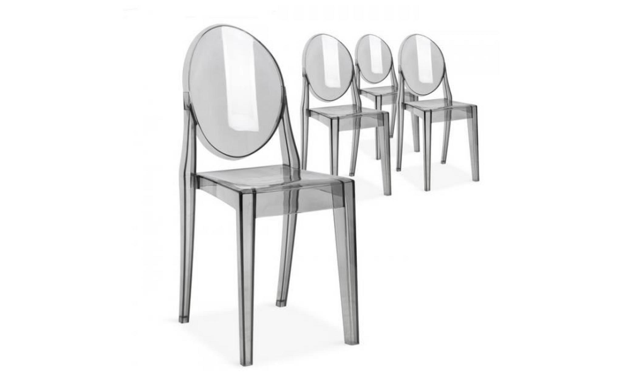 lot de 4 chaises transparentes polycarbonate te...