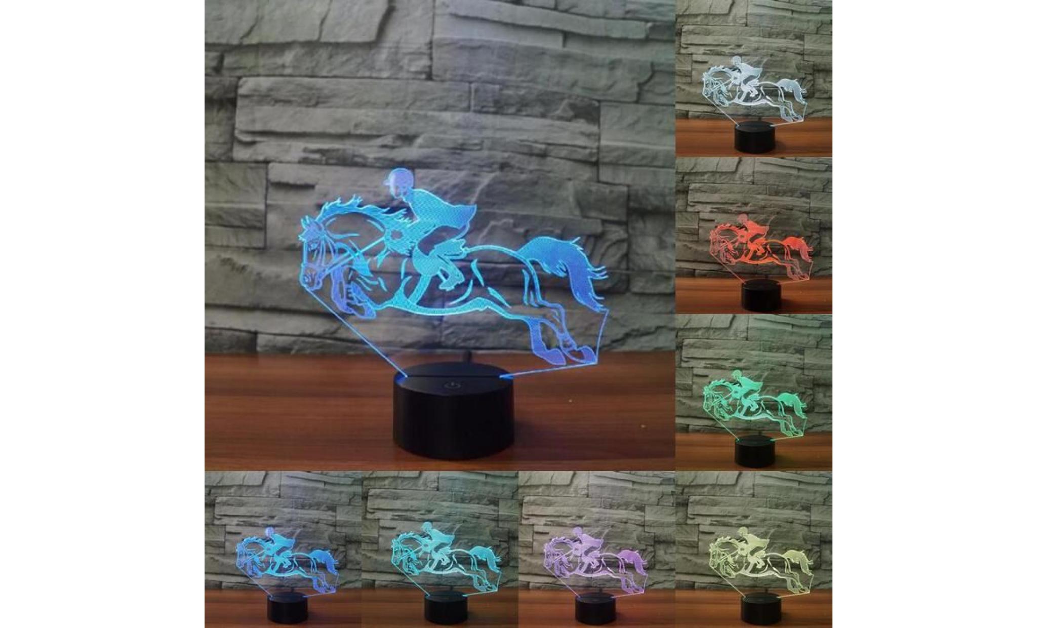 couleurs changement 3d illusion lampe cheval racing Équitation led night light usb lumières visuelle pour lampe intérieure décor