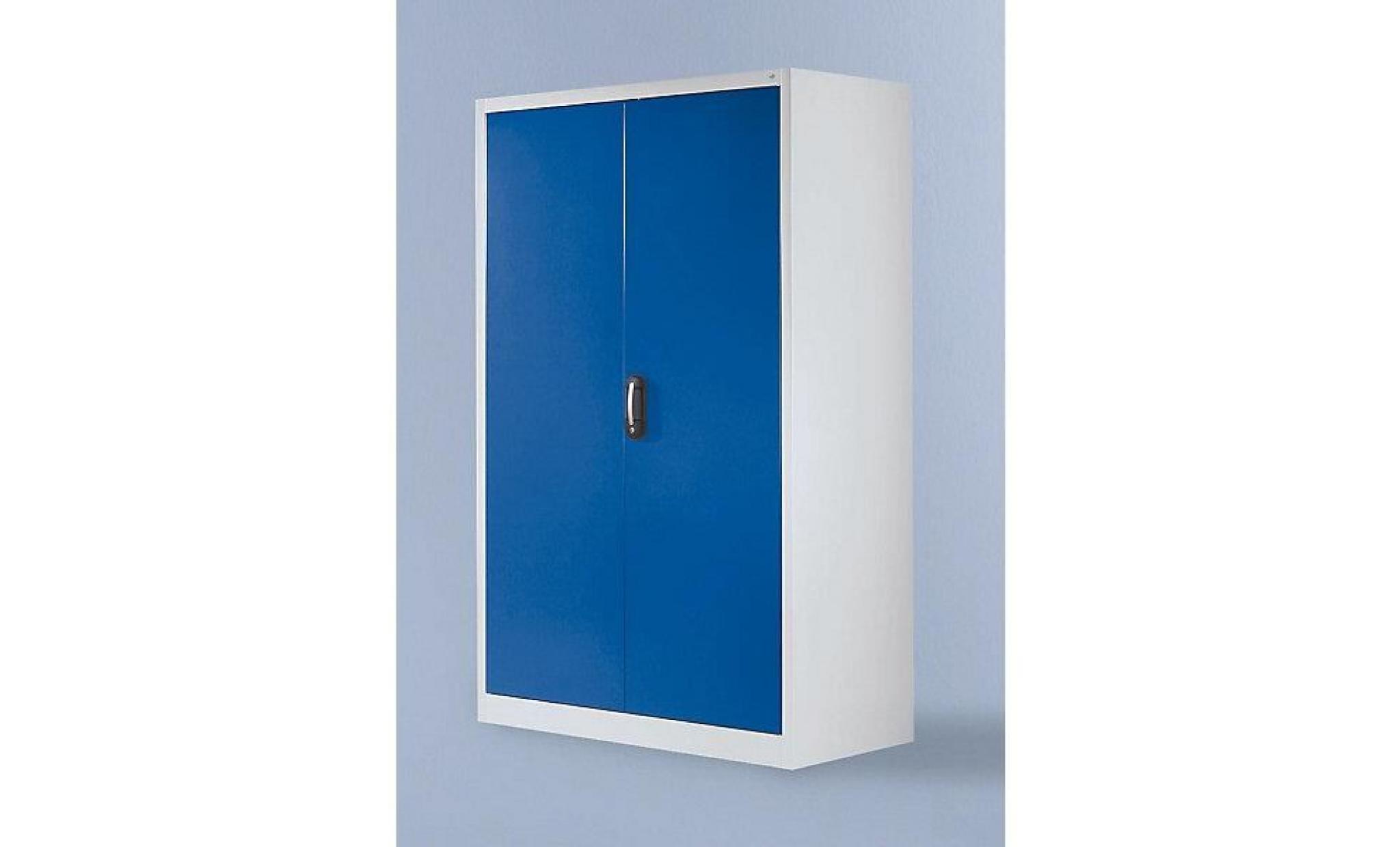 cp armoire à portes battantes, h x l 1950 x 1200 mm   profondeur 500 mm coloris portes bleu   armoire d'atelier armoire de montage