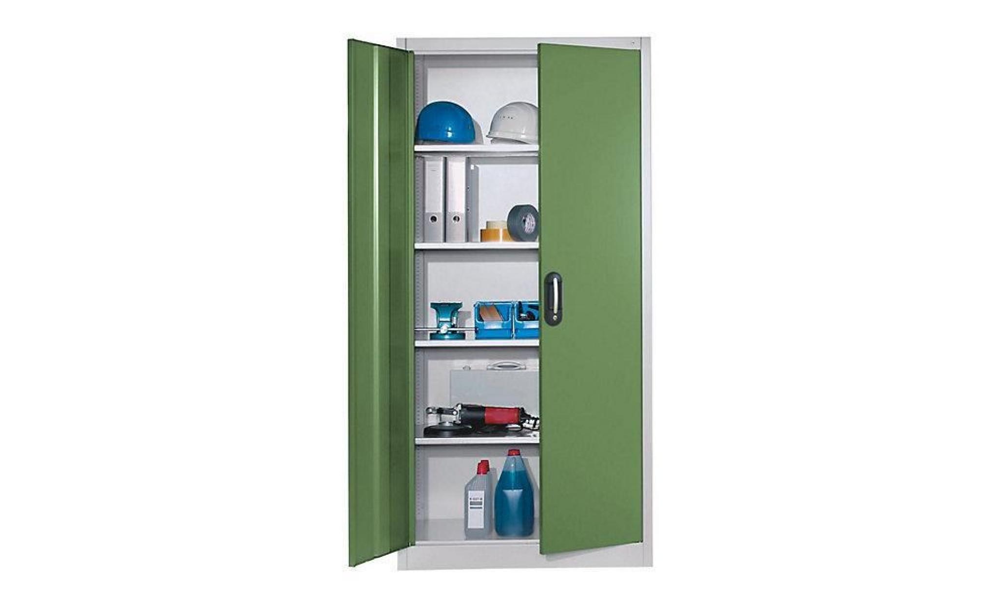 cp armoire à portes battantes, h x l 1950 x 930 mm   profondeur 400 mm coloris portes vert   armoire d'atelier armoire de montage