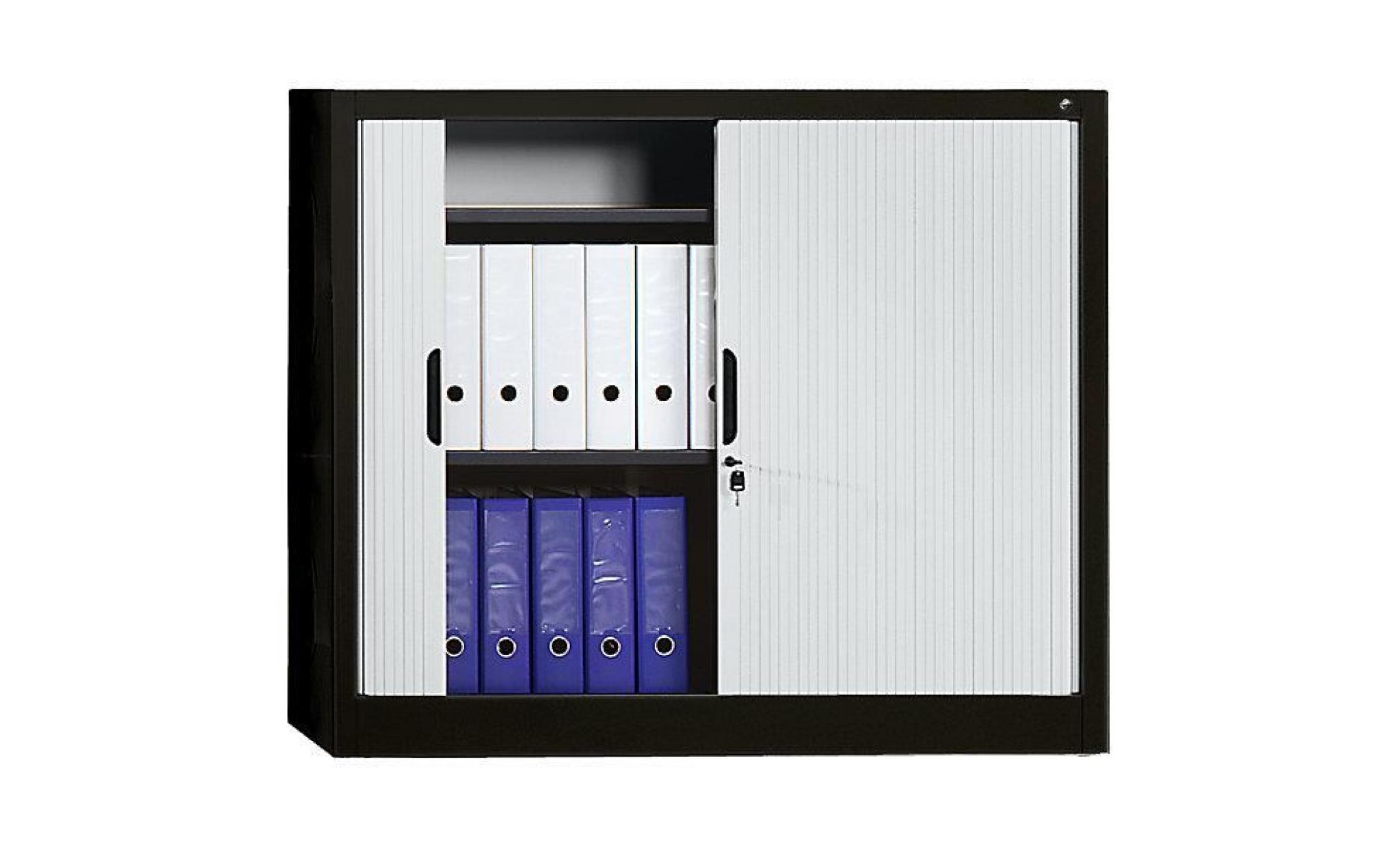 cp armoire à rideaux hauteur 1030 mm, l x p 1200 x 420 mm, 2 tablettes noir / gris clair   armoire armoire métallique armoire à
