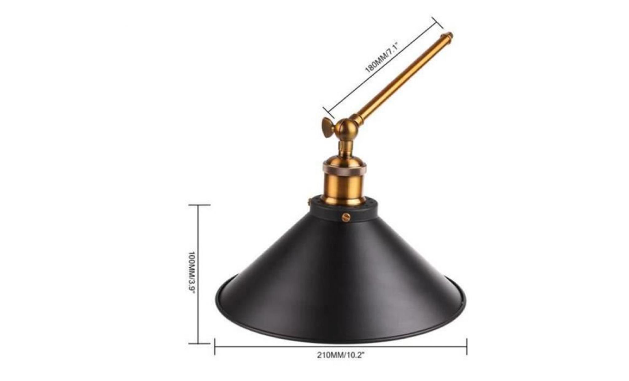 cpropro lampe industrielle black metal umbrella vintage loft mur luminaires rétro applique murale edison e27 diamètre 21cm pas cher