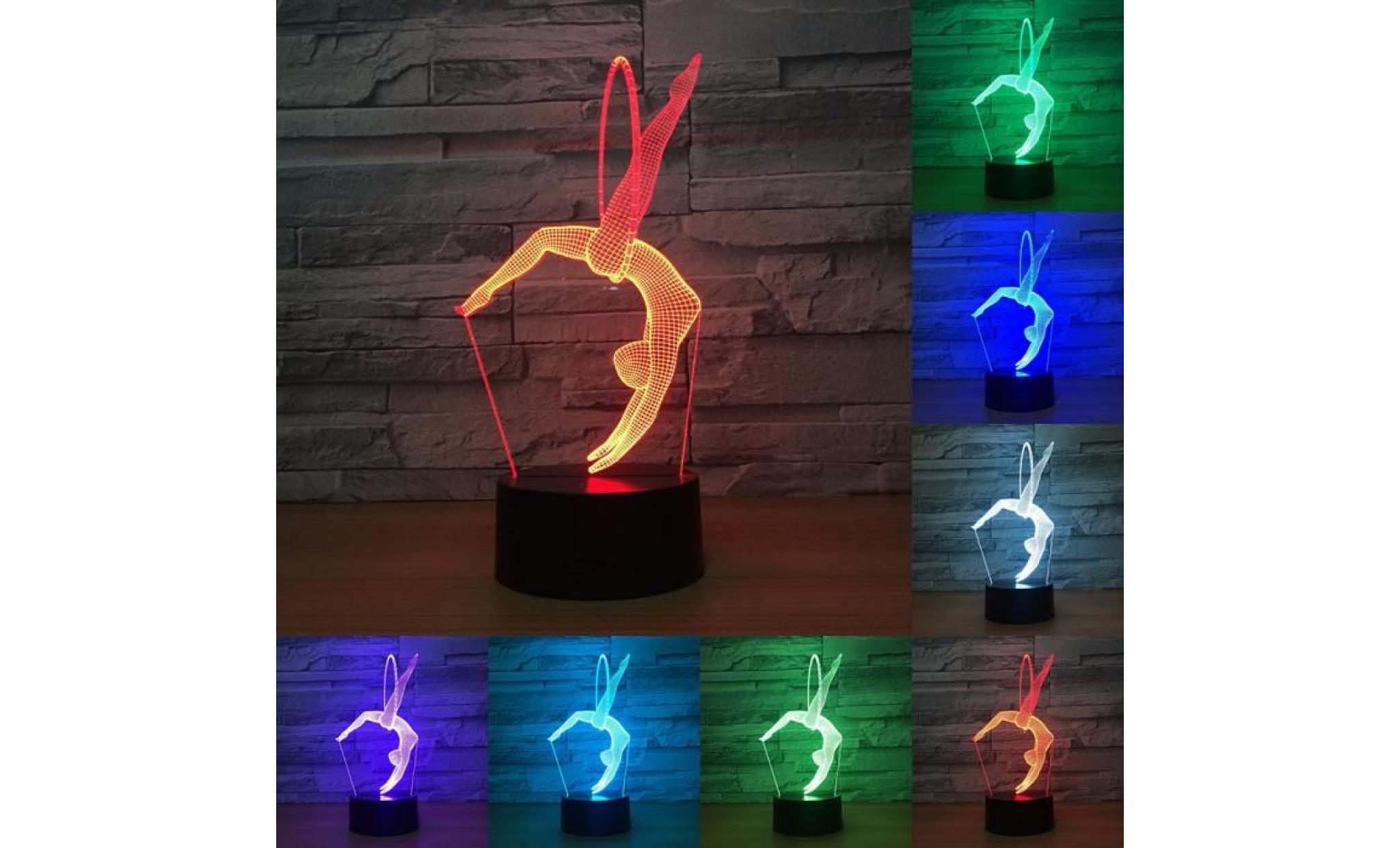 créatif cadeaux de gymnastique 3d led lumière de nuit  7 couleur décoloration led lampe de table illusion atmosphère 3d lampe